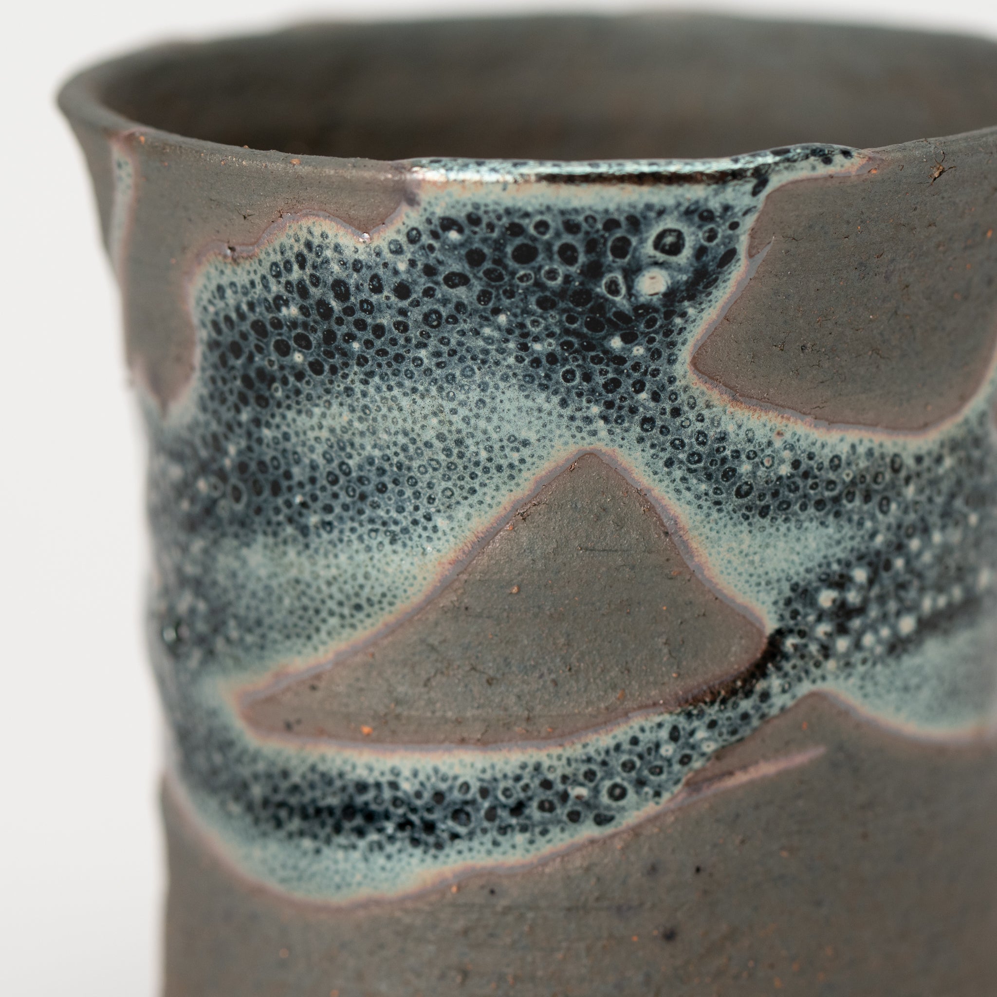 Naginowa Shigaraki Ware Iron Glaze Thin Japanese Bonsai Pot 3.1 in.