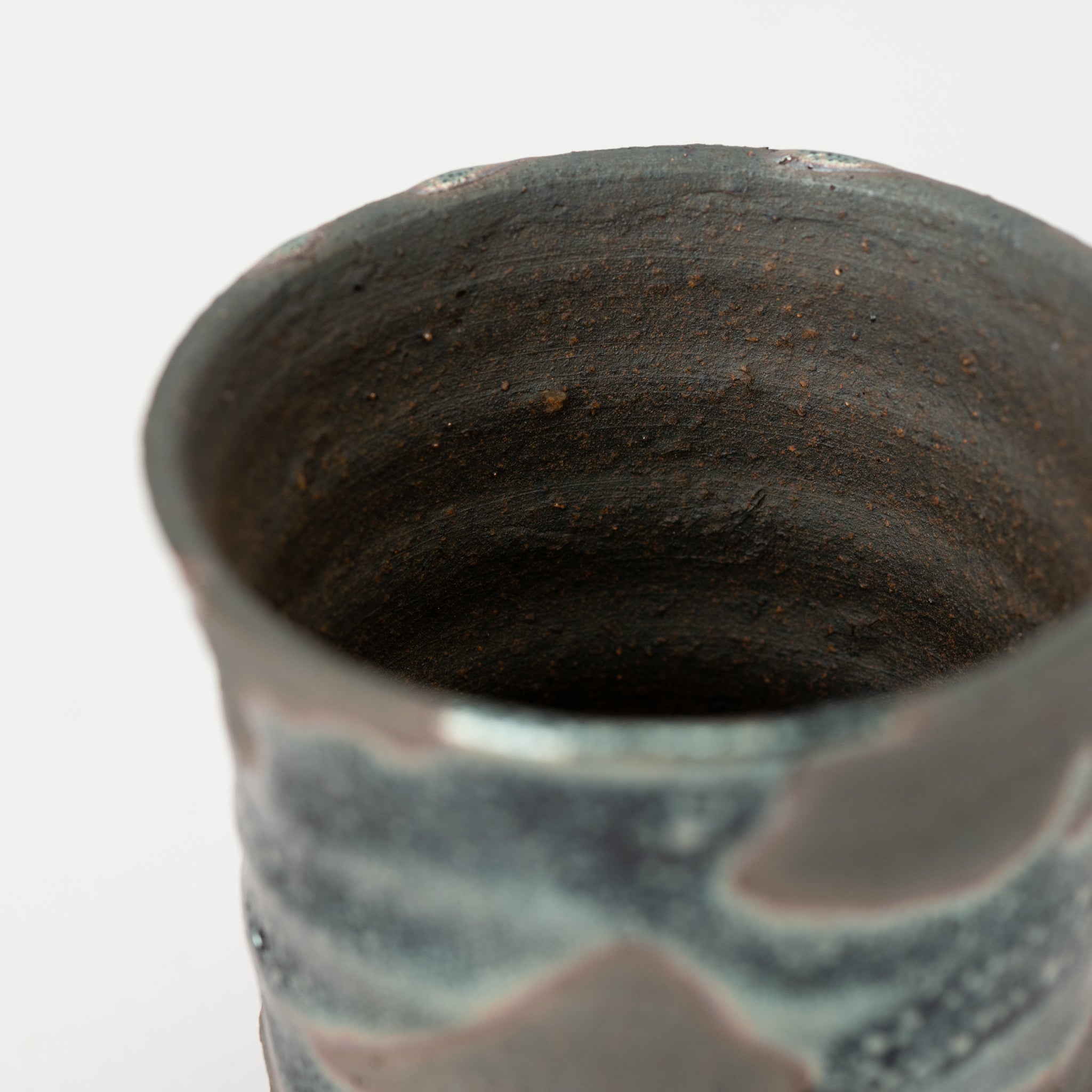 Naginowa Shigaraki Ware Iron Glaze Thin Japanese Bonsai Pot 3.1 in.