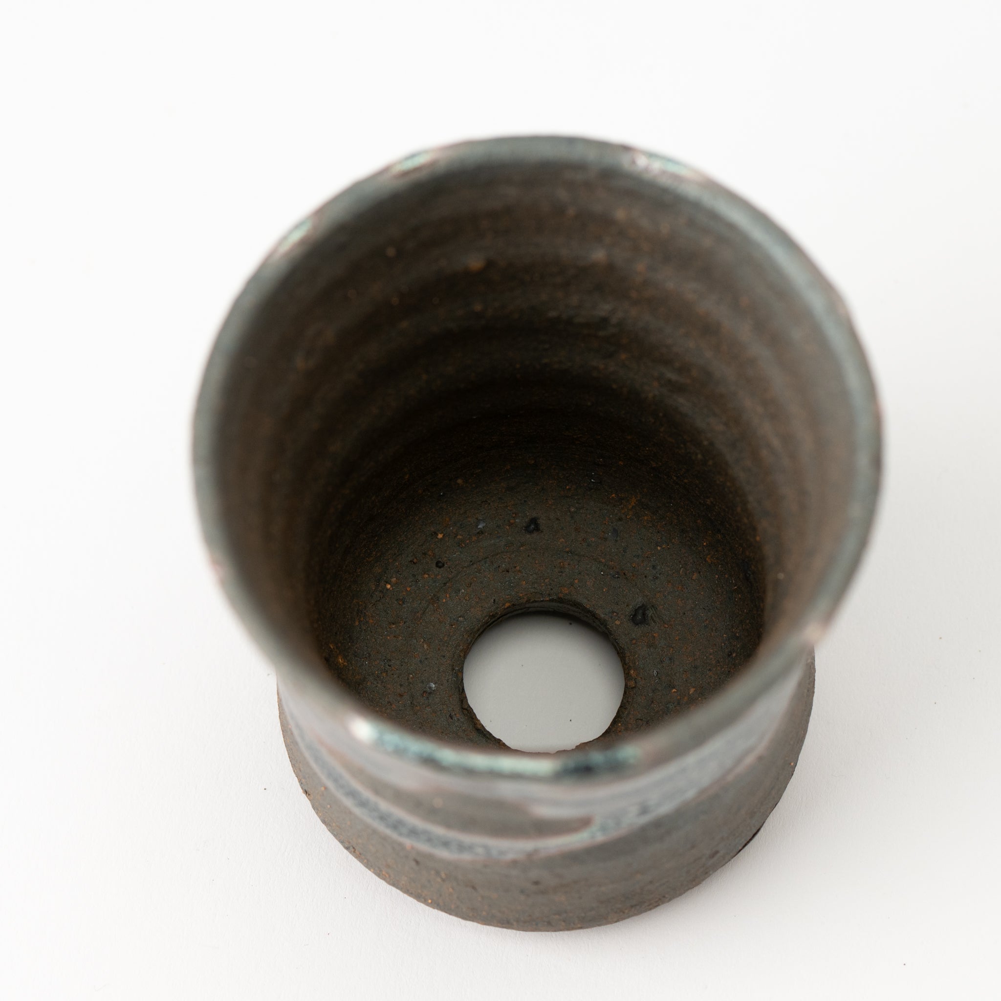 Naginowa Shigaraki Ware Iron Glaze Thin Japanese Bonsai Pot 3.1 in.