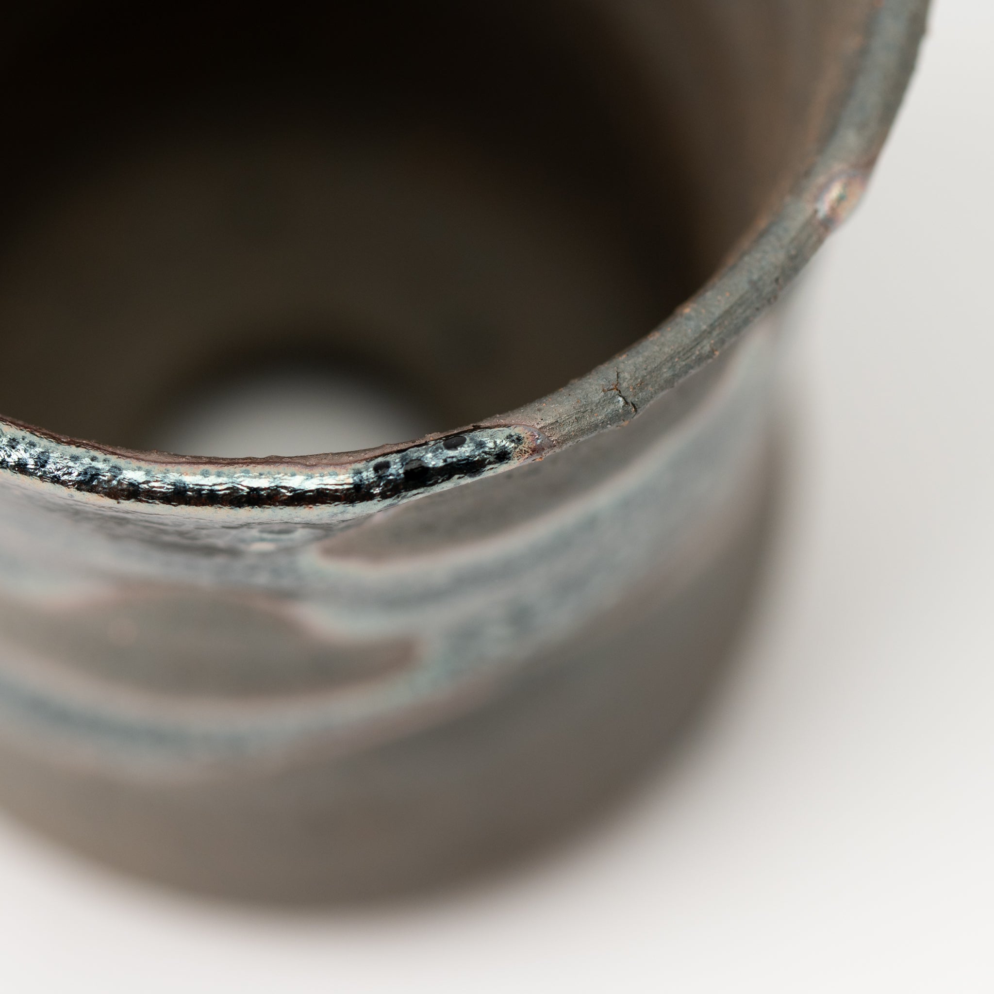 Naginowa Shigaraki Ware Iron Glaze Thin Japanese Bonsai Pot 3.1 in.