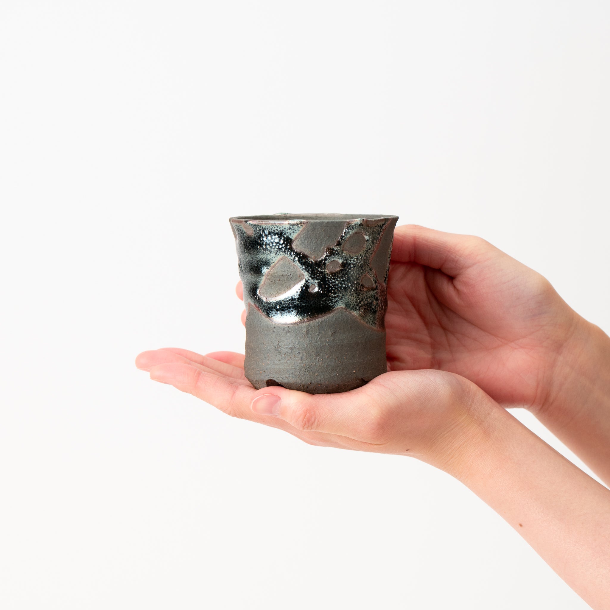 Naginowa Shigaraki Ware Iron Glaze Thin Japanese Bonsai Pot 3.1 in.