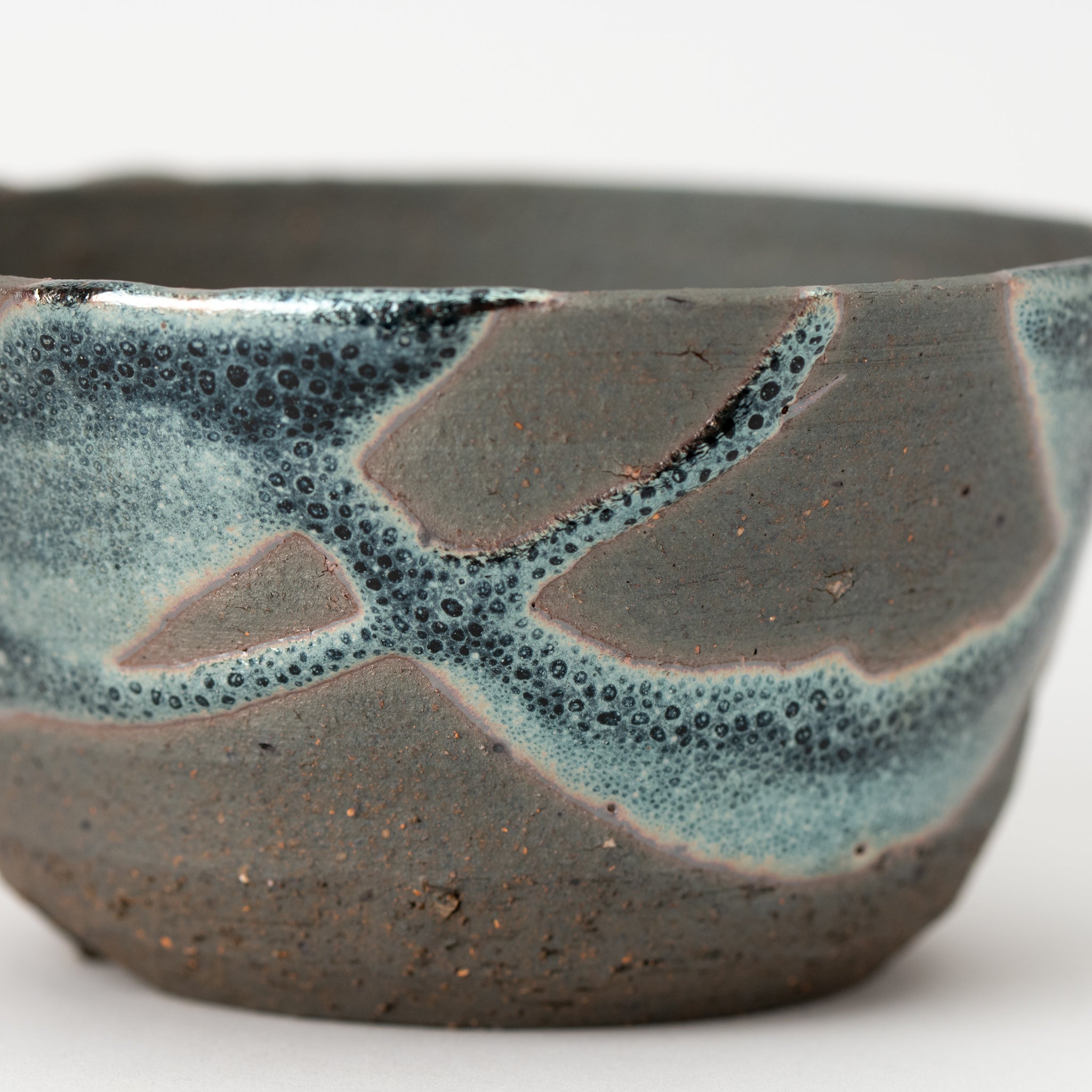 Naginowa Shigaraki Ware Iron Glaze Shallow Japanese Bonsai Pot 3.1 in.