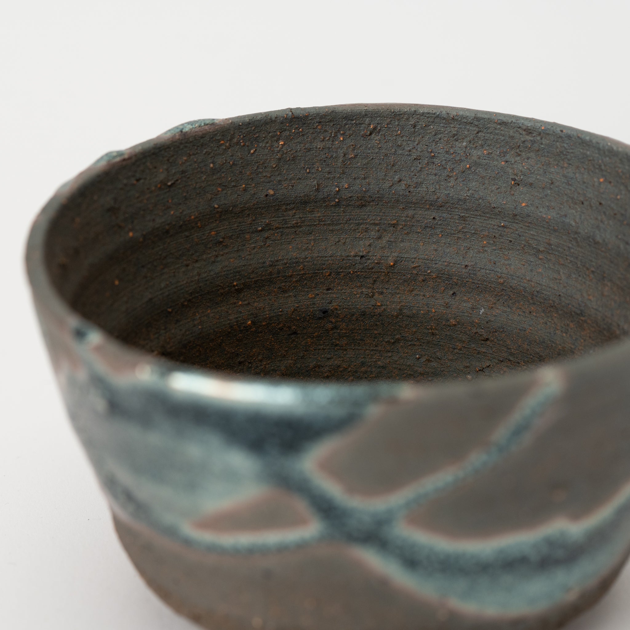 Naginowa Shigaraki Ware Iron Glaze Shallow Japanese Bonsai Pot 3.1 in.