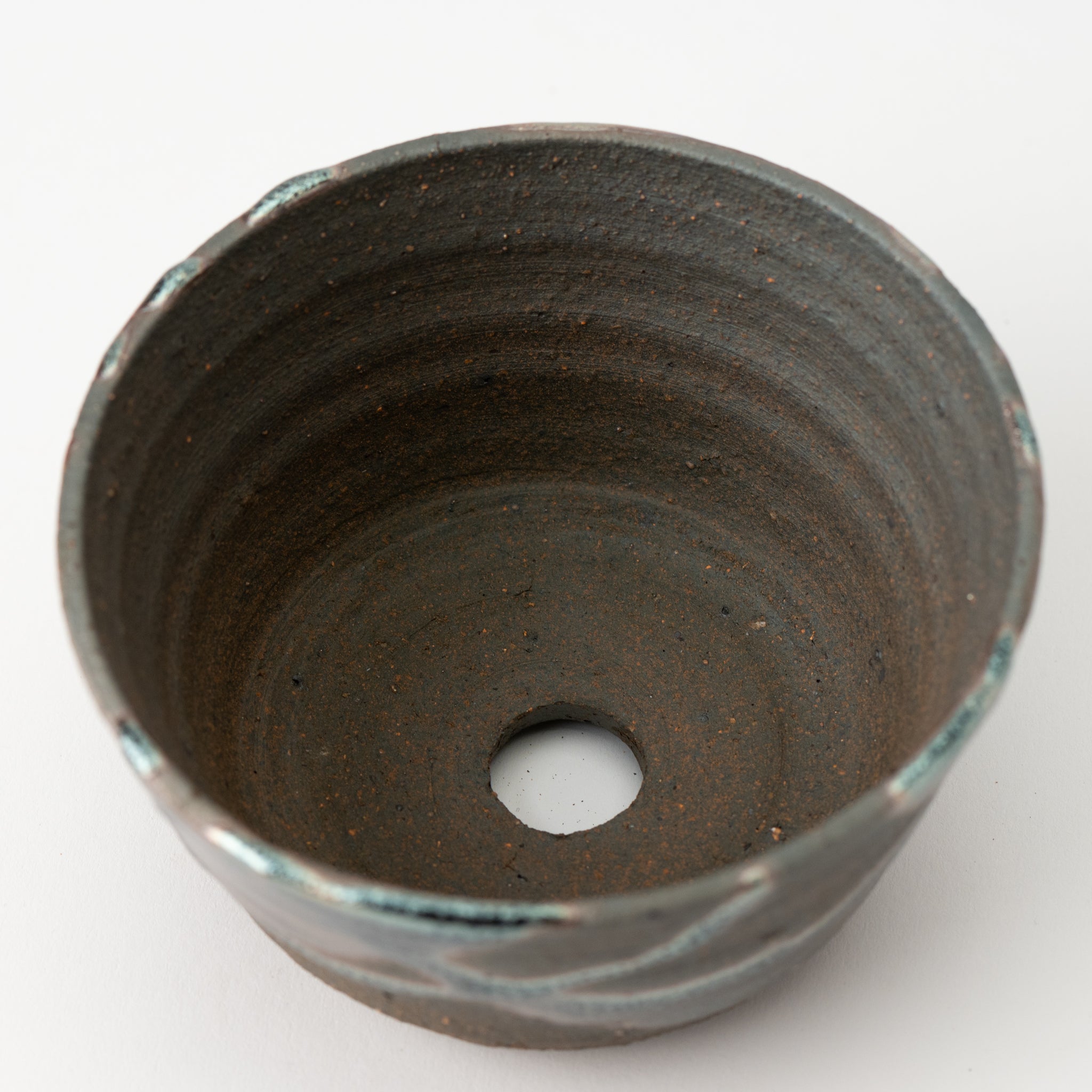 Naginowa Shigaraki Ware Iron Glaze Shallow Japanese Bonsai Pot 3.1 in.