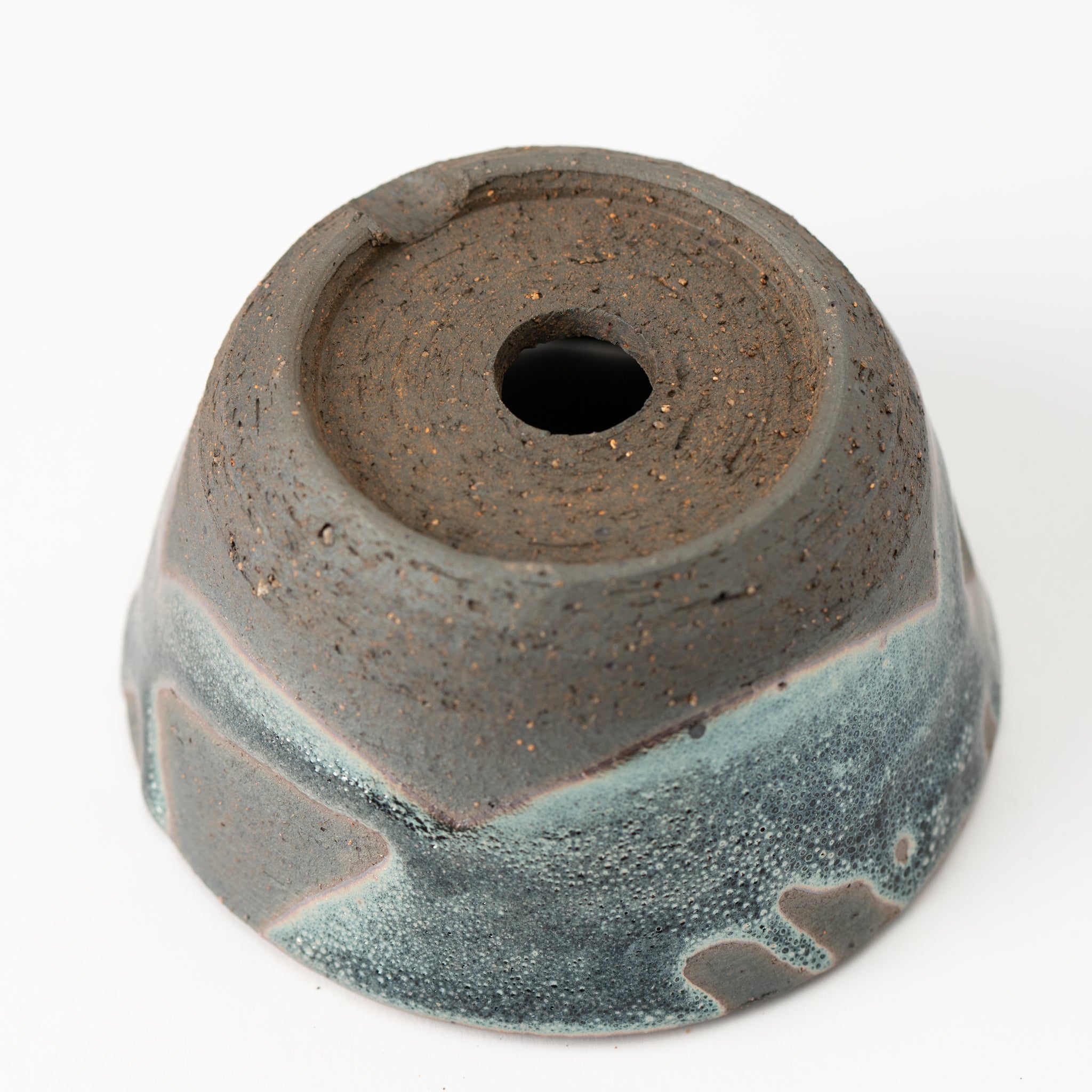 Naginowa Shigaraki Ware Iron Glaze Shallow Japanese Bonsai Pot 3.1 in.