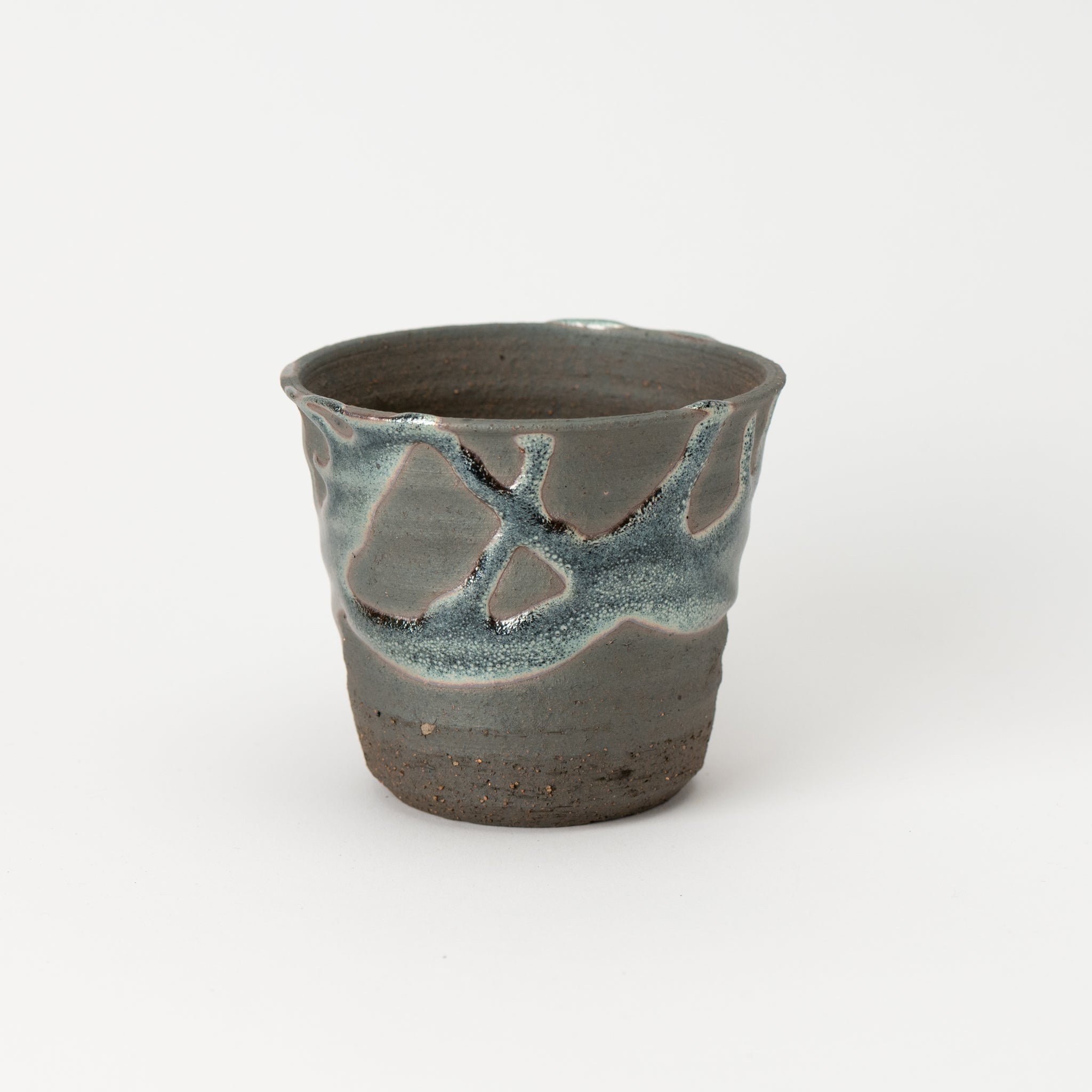 Naginowa Shigaraki Ware Iron Glaze Deep Japanese Bonsai Pot 3.1 in.