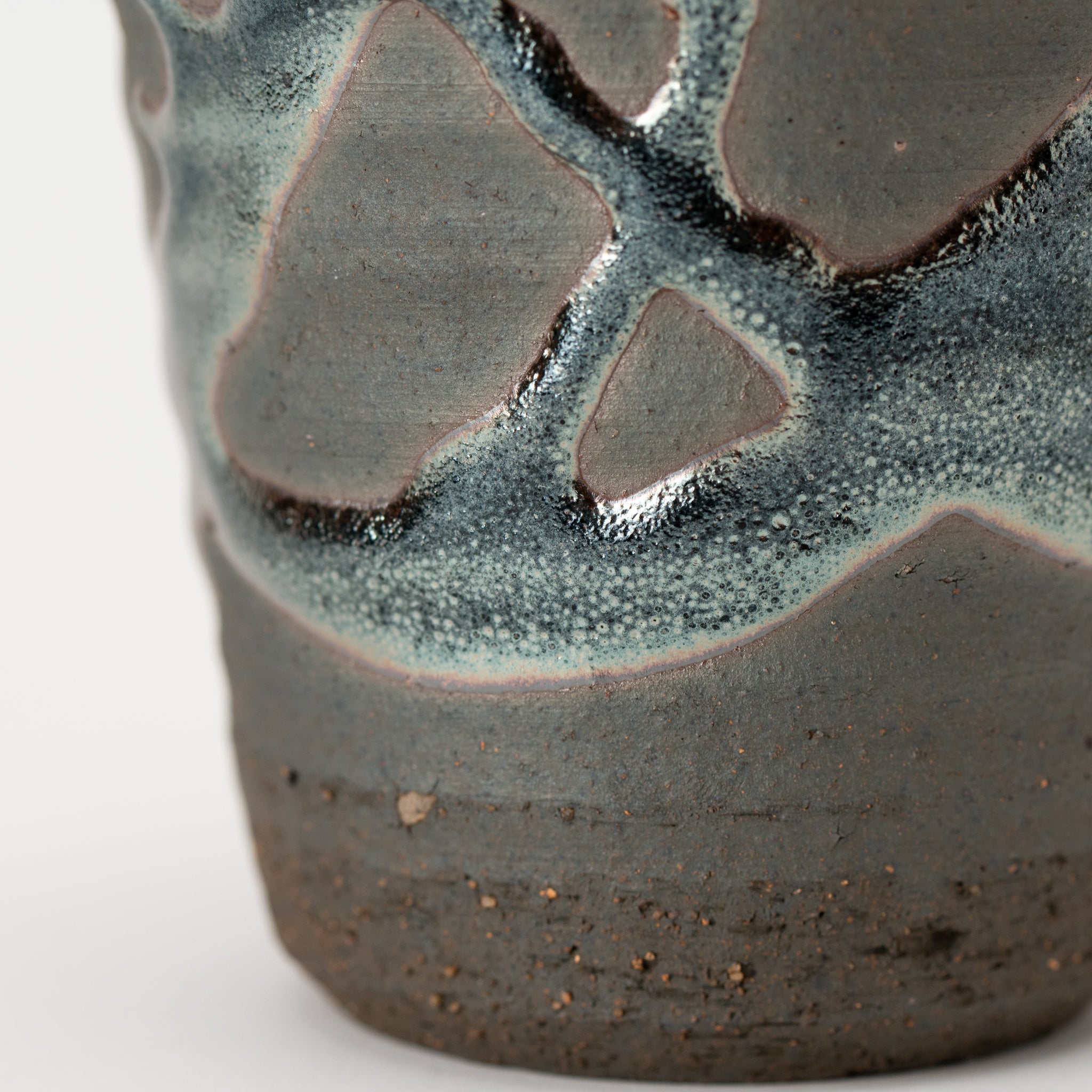 Naginowa Shigaraki Ware Iron Glaze Deep Japanese Bonsai Pot 3.1 in.