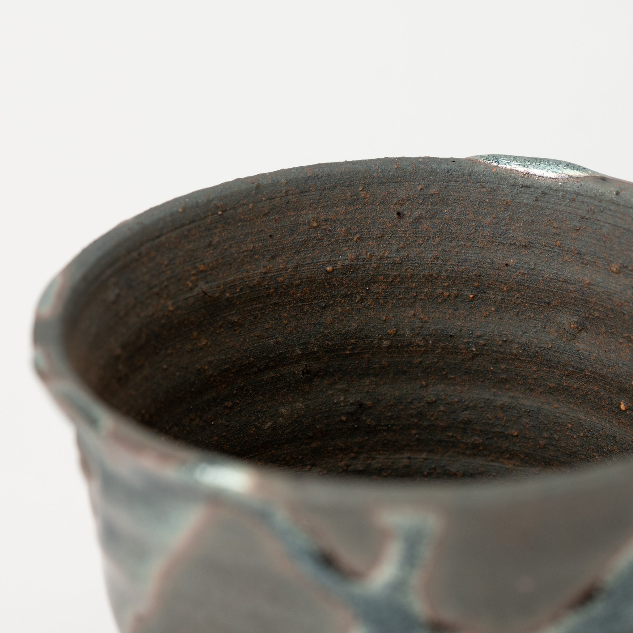 Naginowa Shigaraki Ware Iron Glaze Deep Japanese Bonsai Pot 3.1 in.