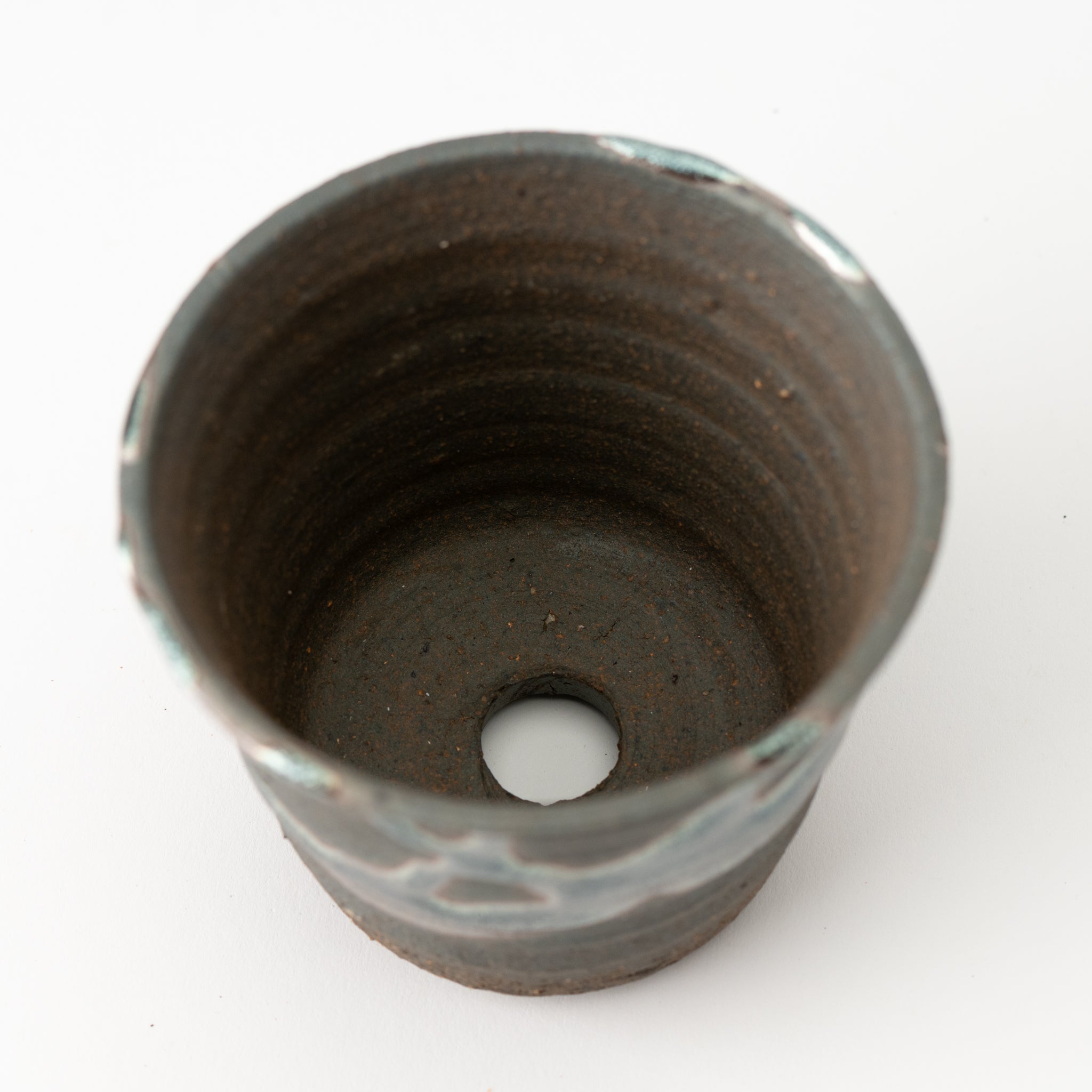 Naginowa Shigaraki Ware Iron Glaze Deep Japanese Bonsai Pot 3.1 in.