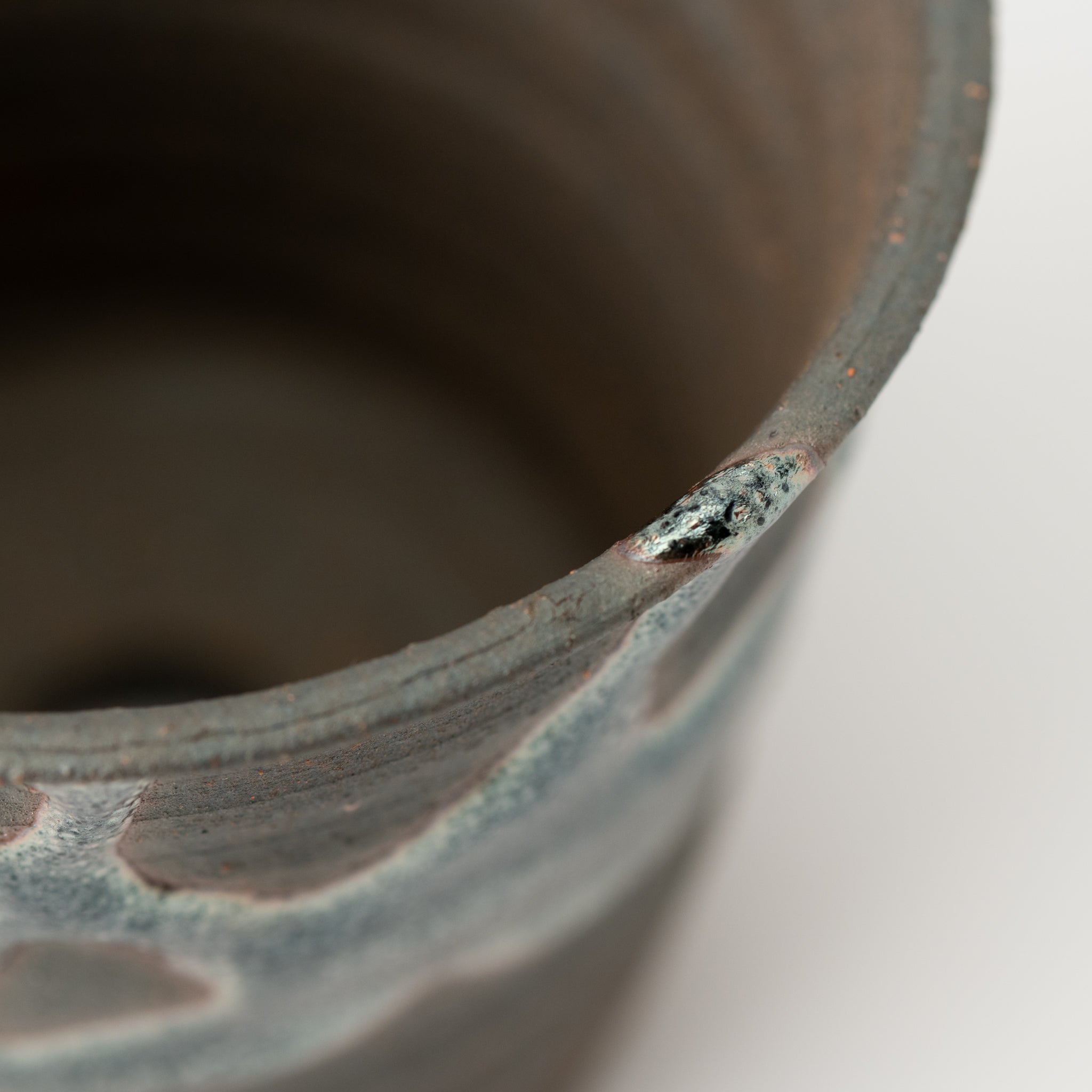 Naginowa Shigaraki Ware Iron Glaze Deep Japanese Bonsai Pot 3.1 in.