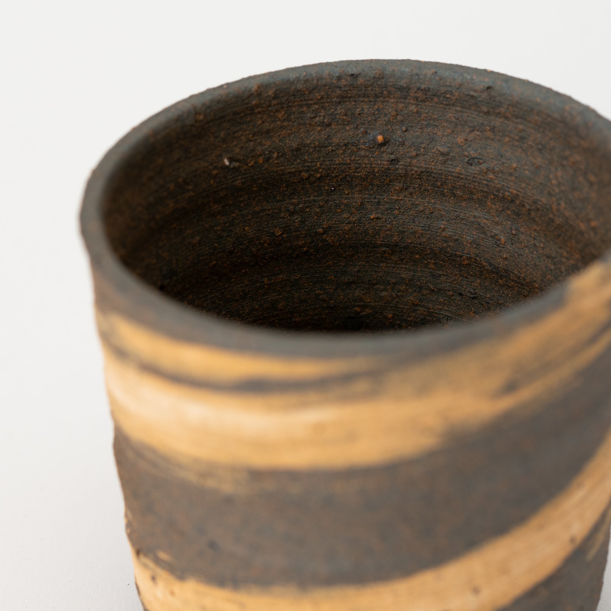 Naginowa Shigaraki Ware Brush Marks Cut Japanese Bonsai Pot 3.1 in.