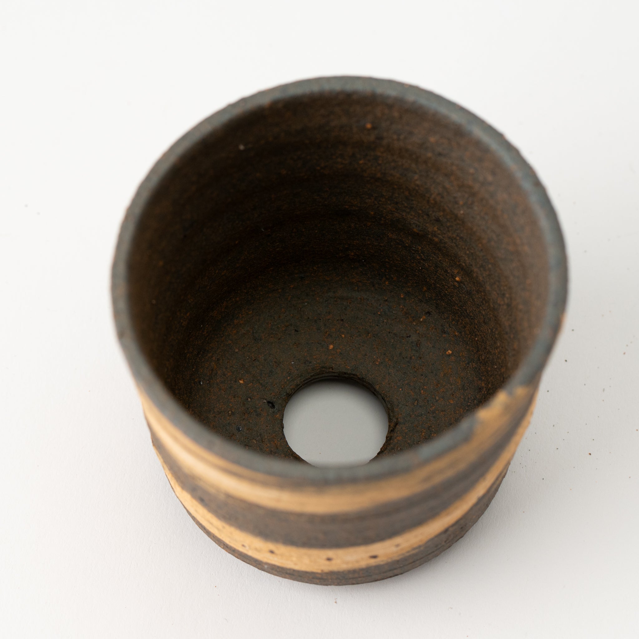 Naginowa Shigaraki Ware Brush Marks Cut Japanese Bonsai Pot 3.1 in.