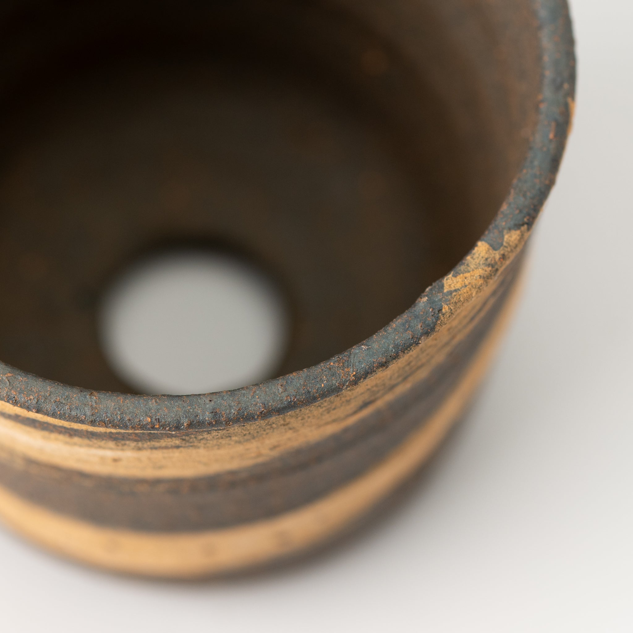 Naginowa Shigaraki Ware Brush Marks Cut Japanese Bonsai Pot 3.1 in.