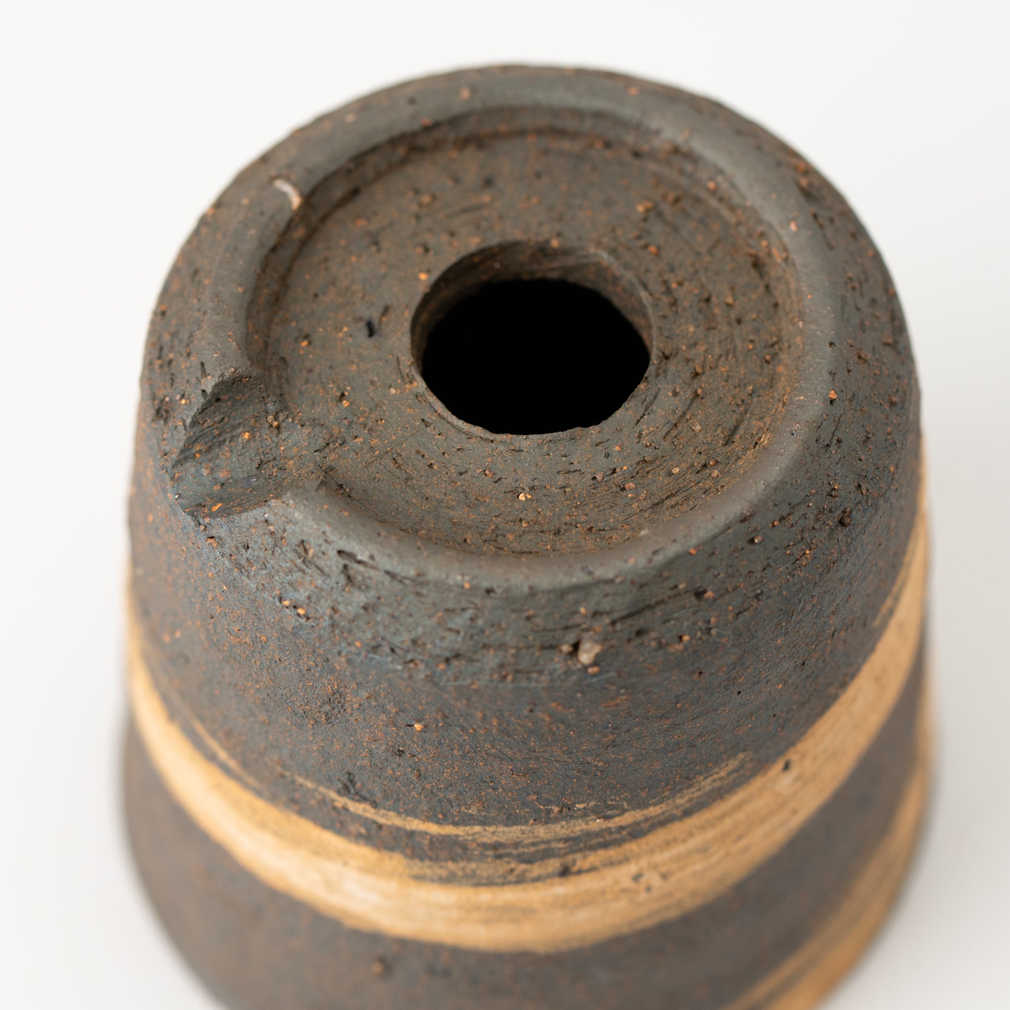 Naginowa Shigaraki Ware Brush Marks Cut Japanese Bonsai Pot 3.1 in.