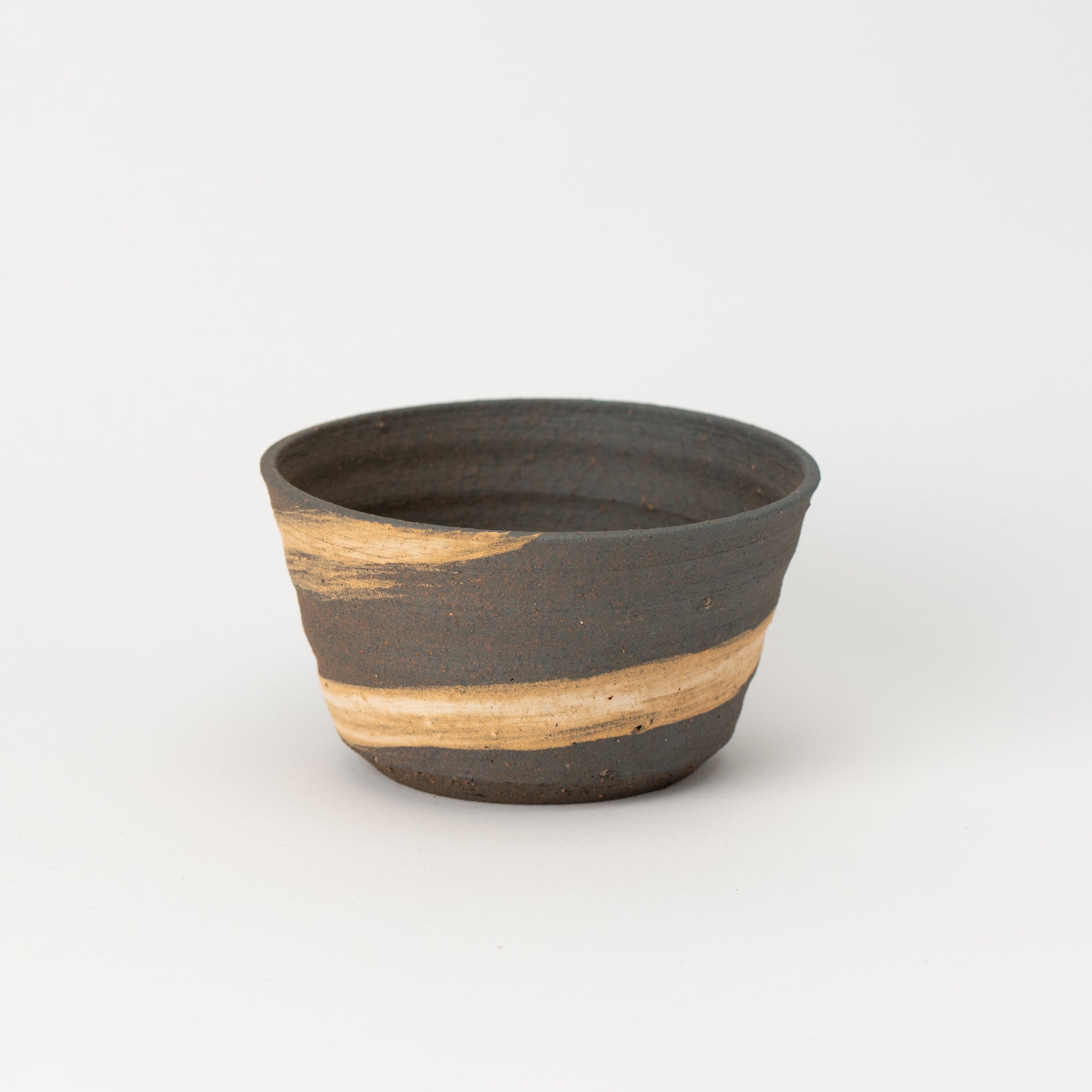 Naginowa Shigaraki Ware Brush Marks Shallow Curve Japanese Bonsai Pot 3.1 in.