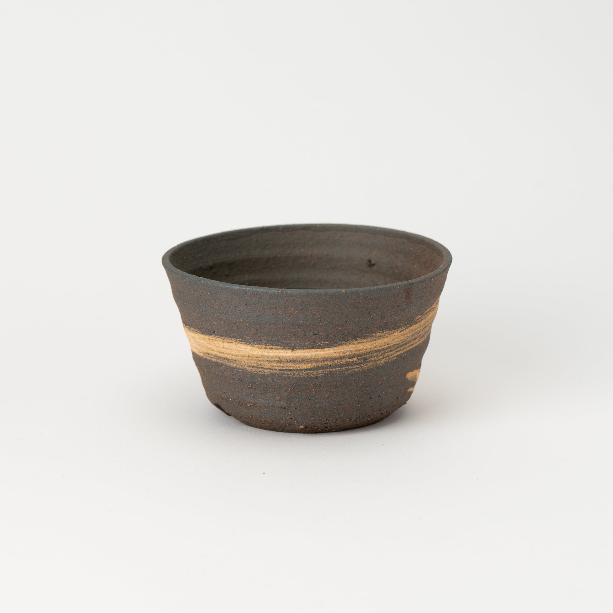 Naginowa Shigaraki Ware Brush Marks Shallow Curve Japanese Bonsai Pot 3.1 in.