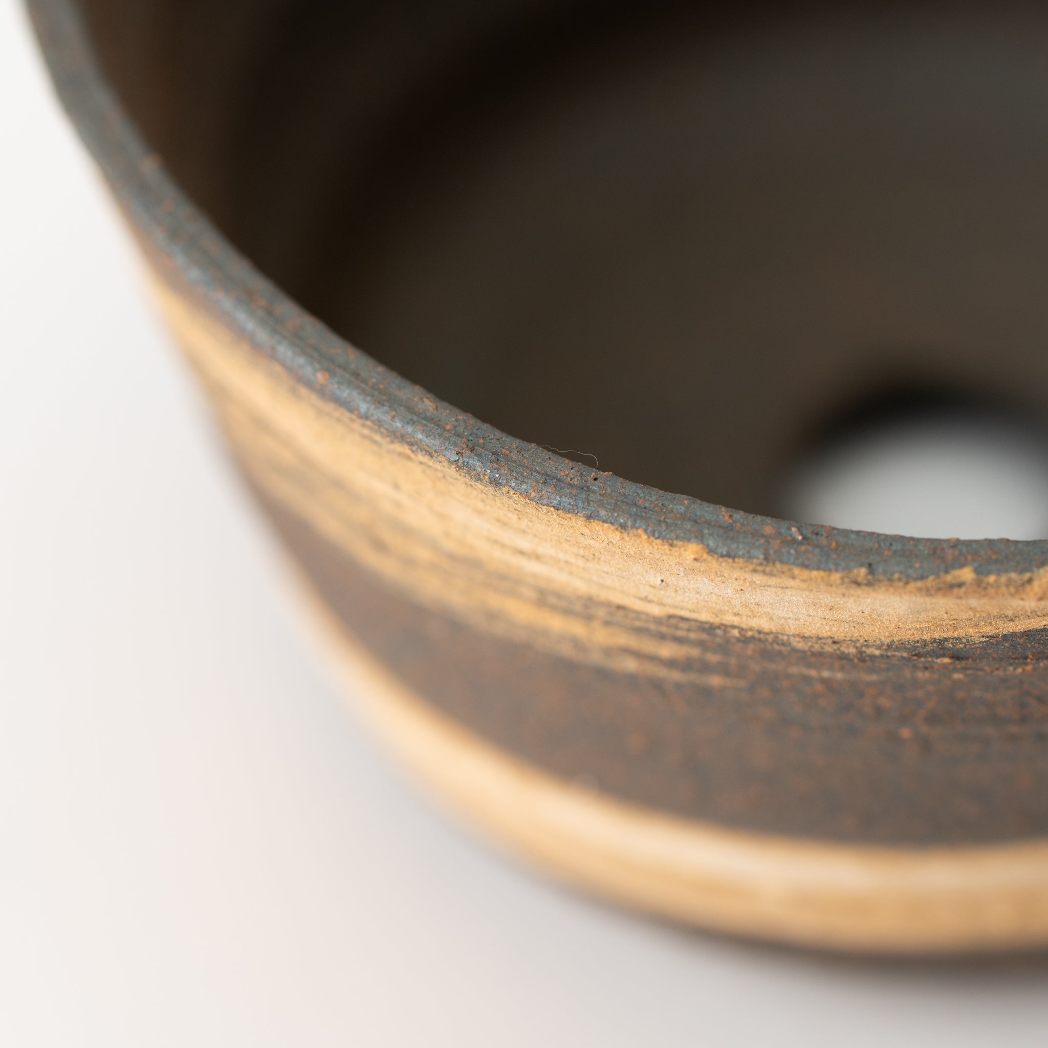 Naginowa Shigaraki Ware Brush Marks Shallow Curve Japanese Bonsai Pot 3.1 in.