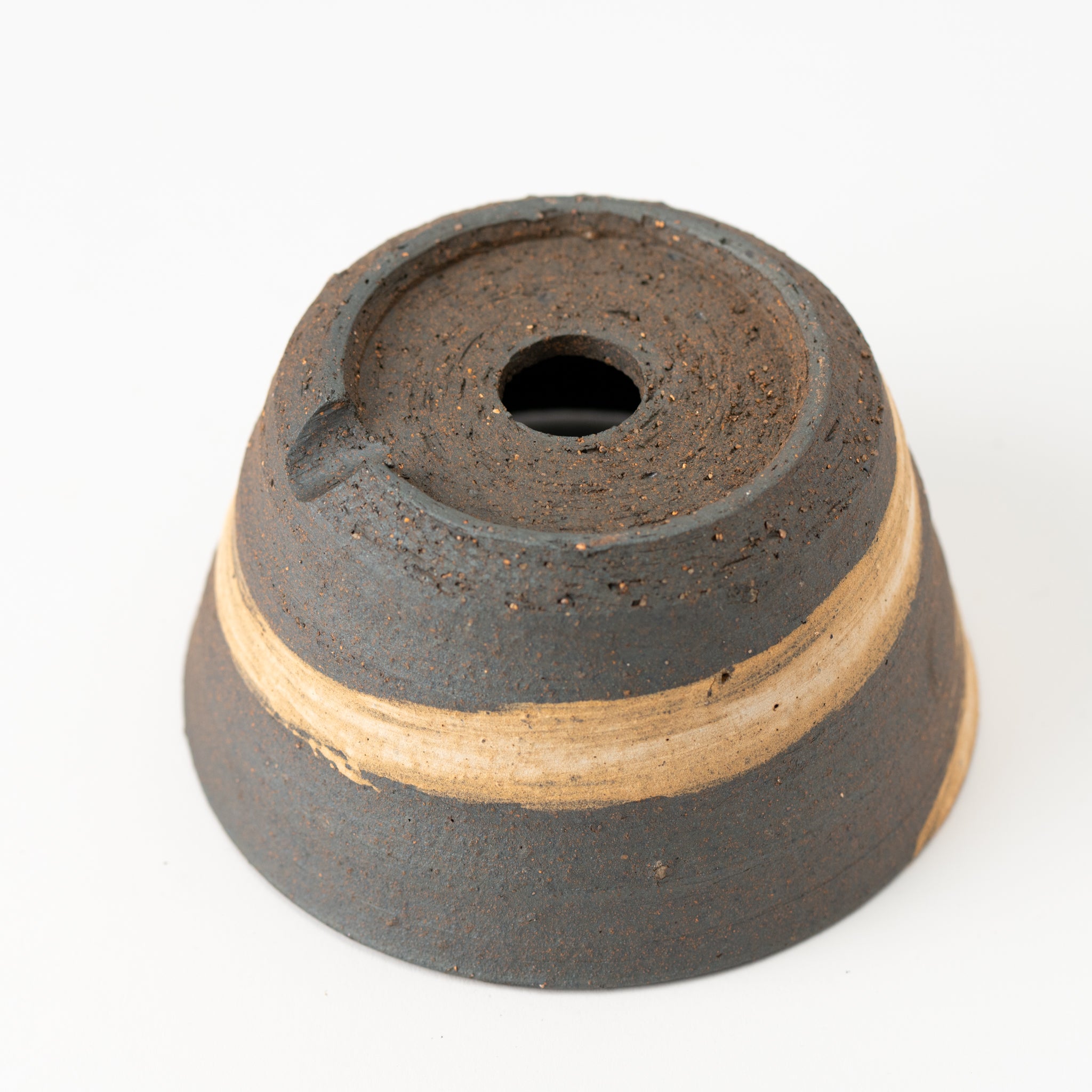 Naginowa Shigaraki Ware Brush Marks Shallow Curve Japanese Bonsai Pot 3.1 in.