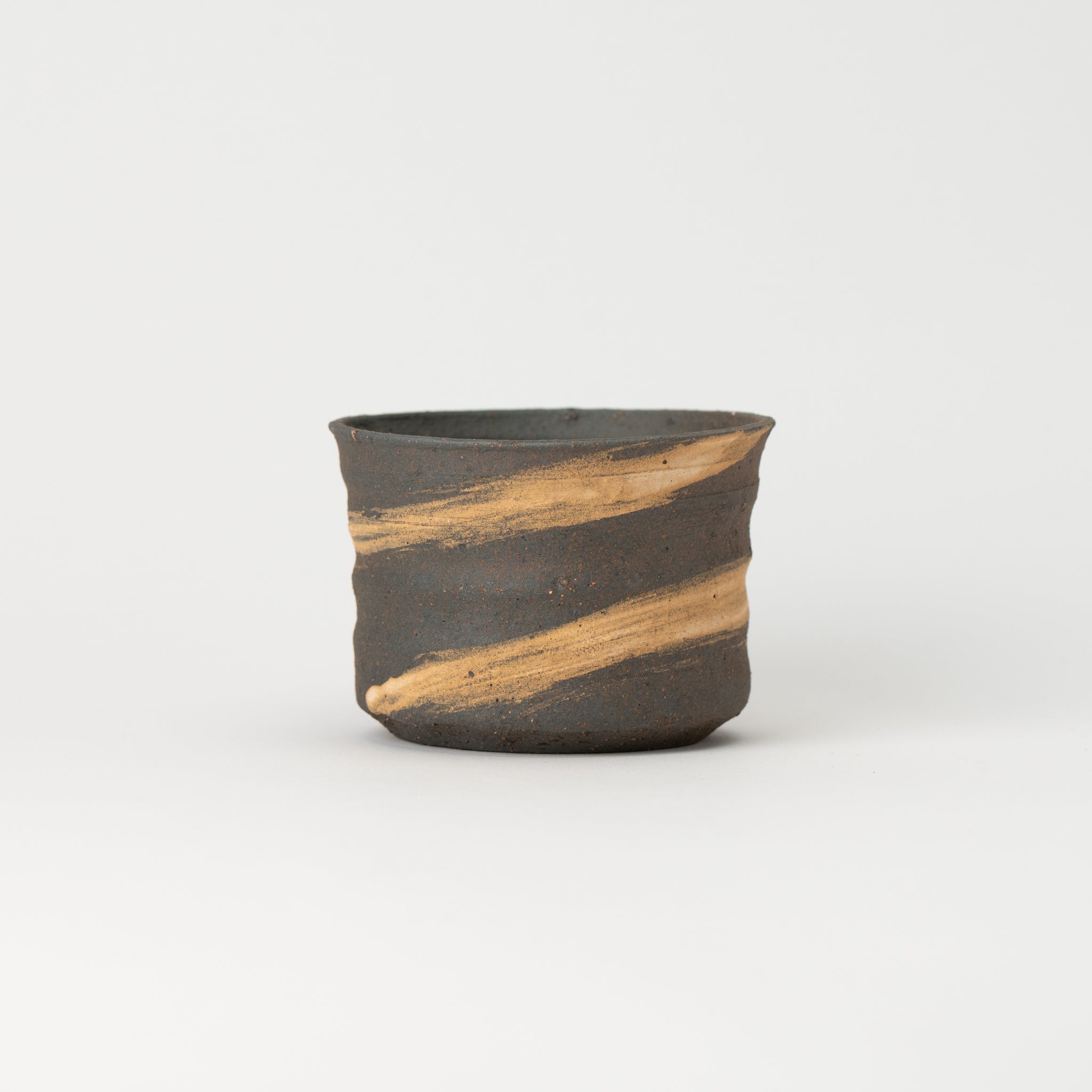 Naginowa Shigaraki Ware Brush Marks Shallow Japanese Bonsai Pot 4.7 in.