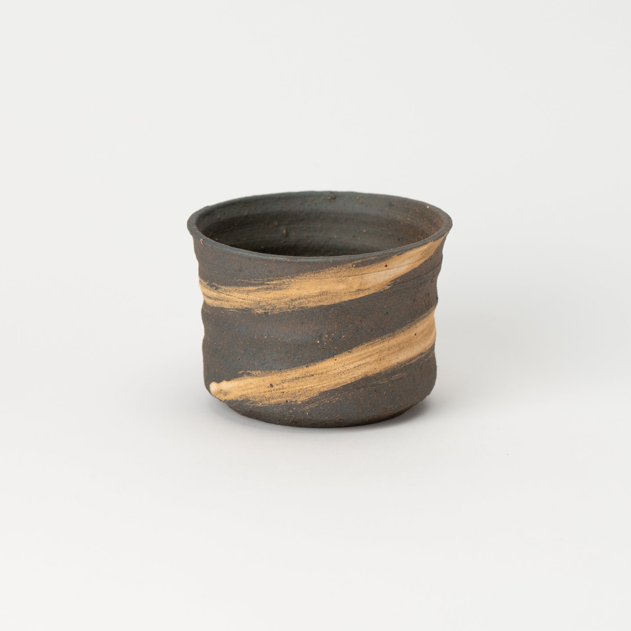 Naginowa Shigaraki Ware Brush Marks Shallow Japanese Bonsai Pot 4.7 in.