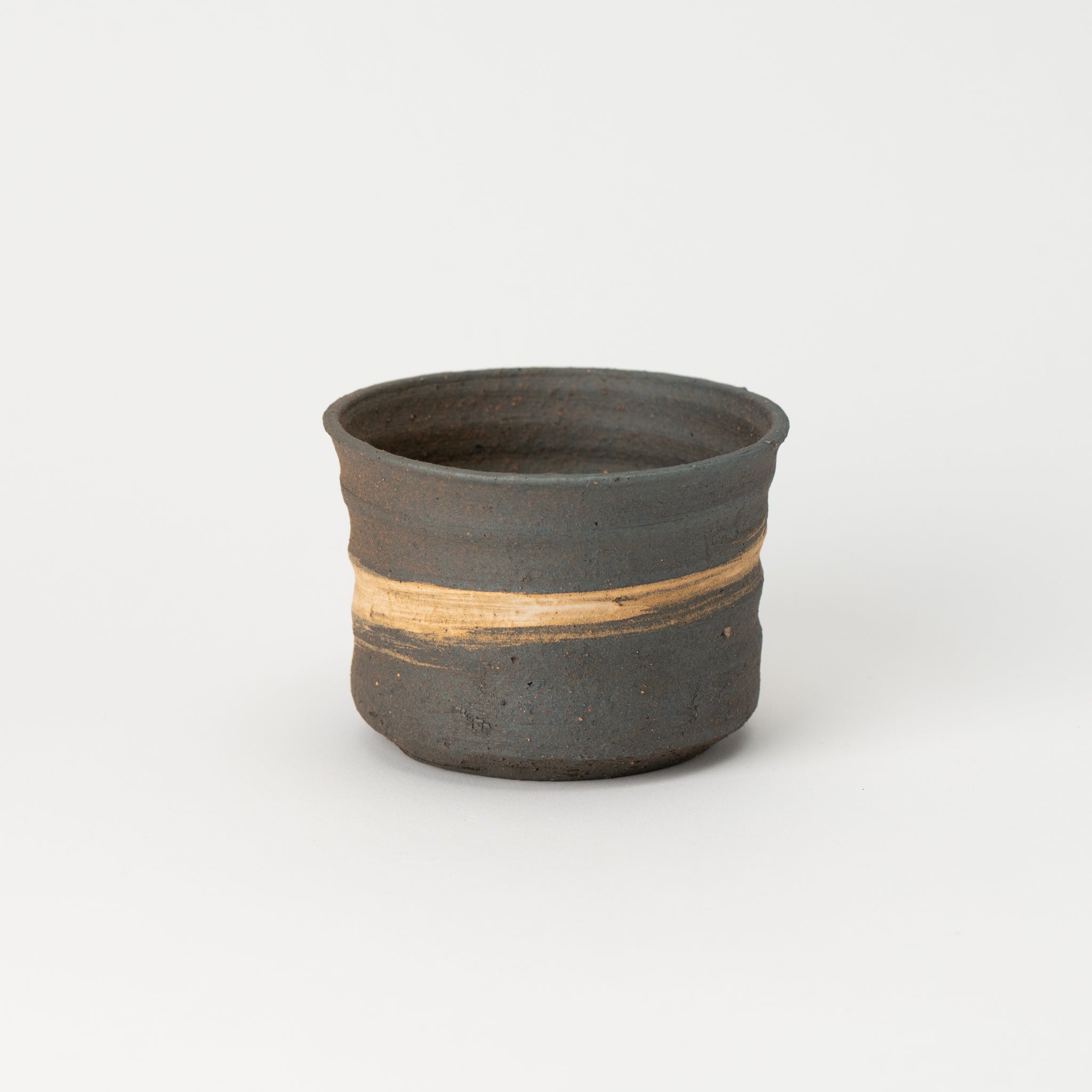 Naginowa Shigaraki Ware Brush Marks Shallow Japanese Bonsai Pot 4.7 in.