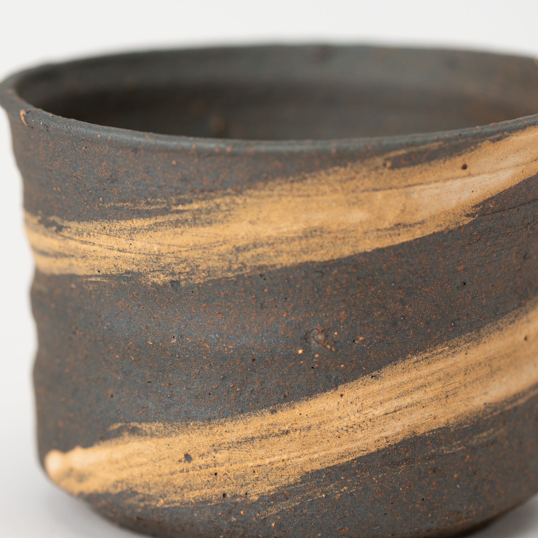 Naginowa Shigaraki Ware Brush Marks Shallow Japanese Bonsai Pot 4.7 in.