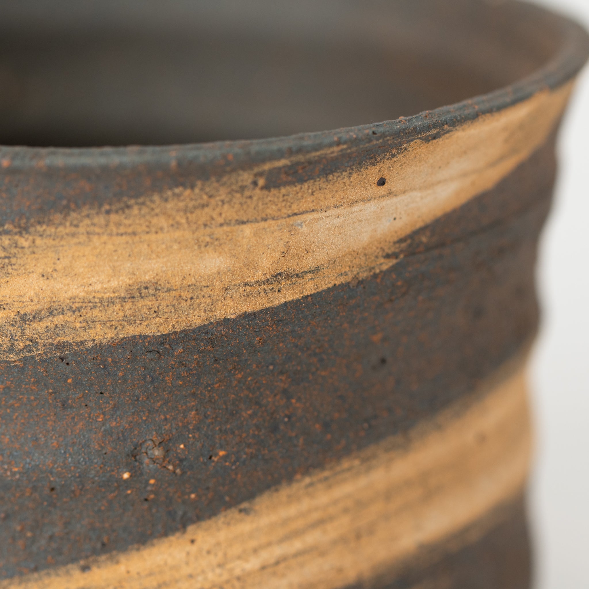 Naginowa Shigaraki Ware Brush Marks Shallow Japanese Bonsai Pot 4.7 in.