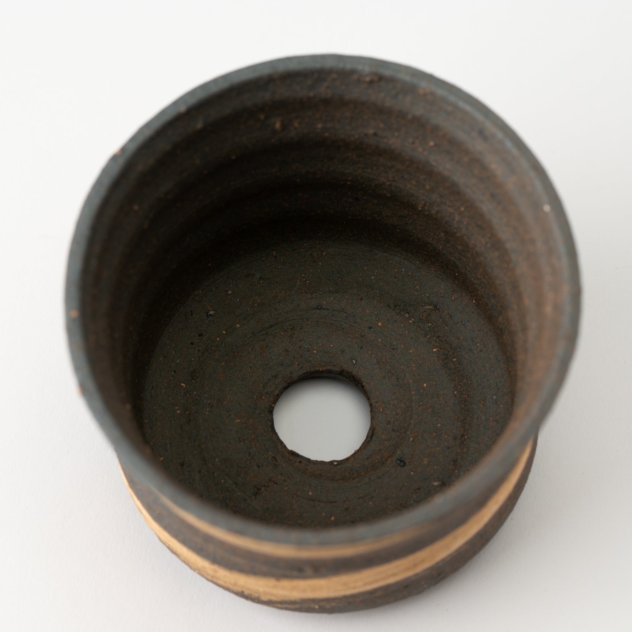 Naginowa Shigaraki Ware Brush Marks Shallow Japanese Bonsai Pot 4.7 in.