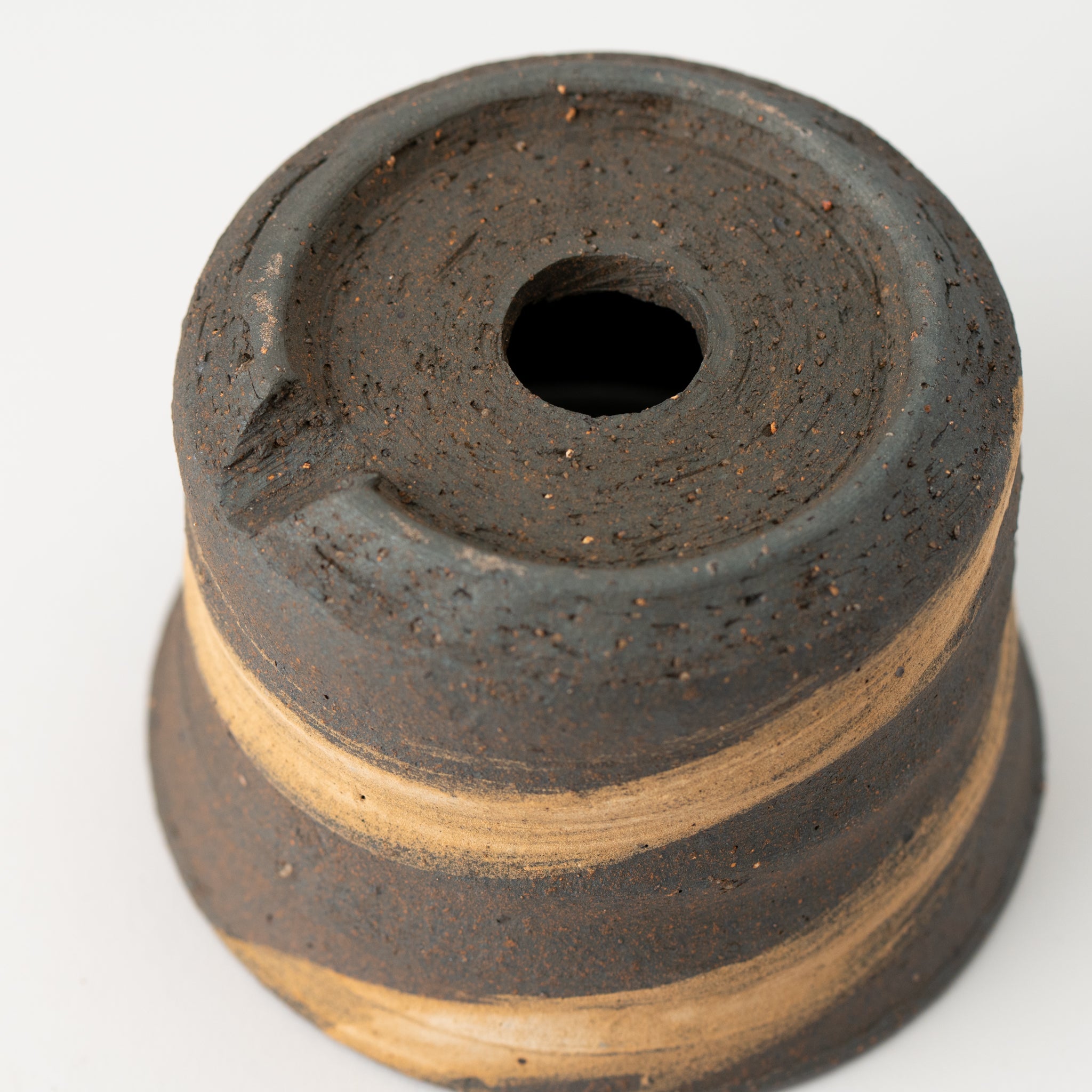 Naginowa Shigaraki Ware Brush Marks Shallow Japanese Bonsai Pot 4.7 in.