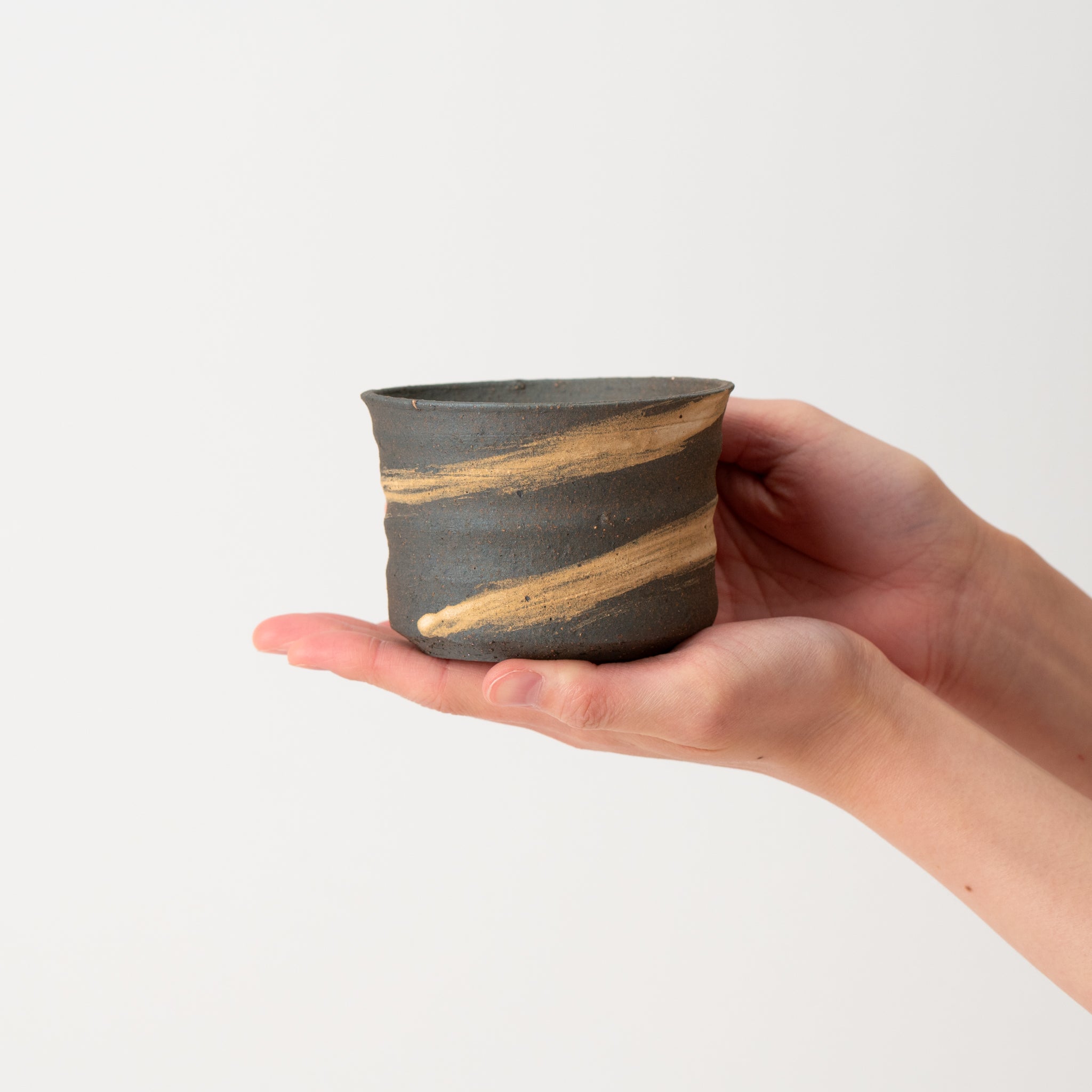 Naginowa Shigaraki Ware Brush Marks Shallow Japanese Bonsai Pot 4.7 in.