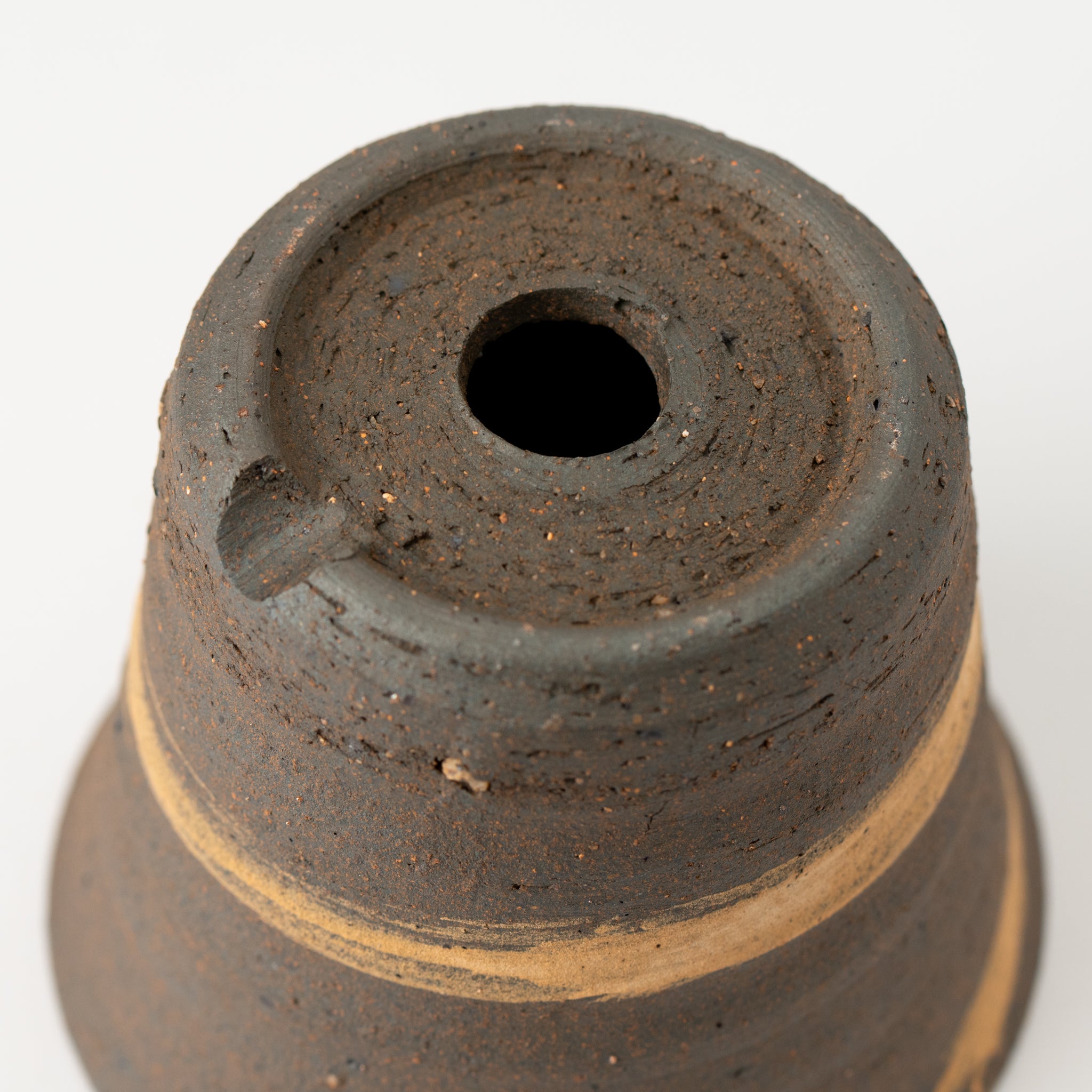 Naginowa Shigaraki Ware Brush Marks Deep Curve Japanese Bonsai Pot 4.3 in.