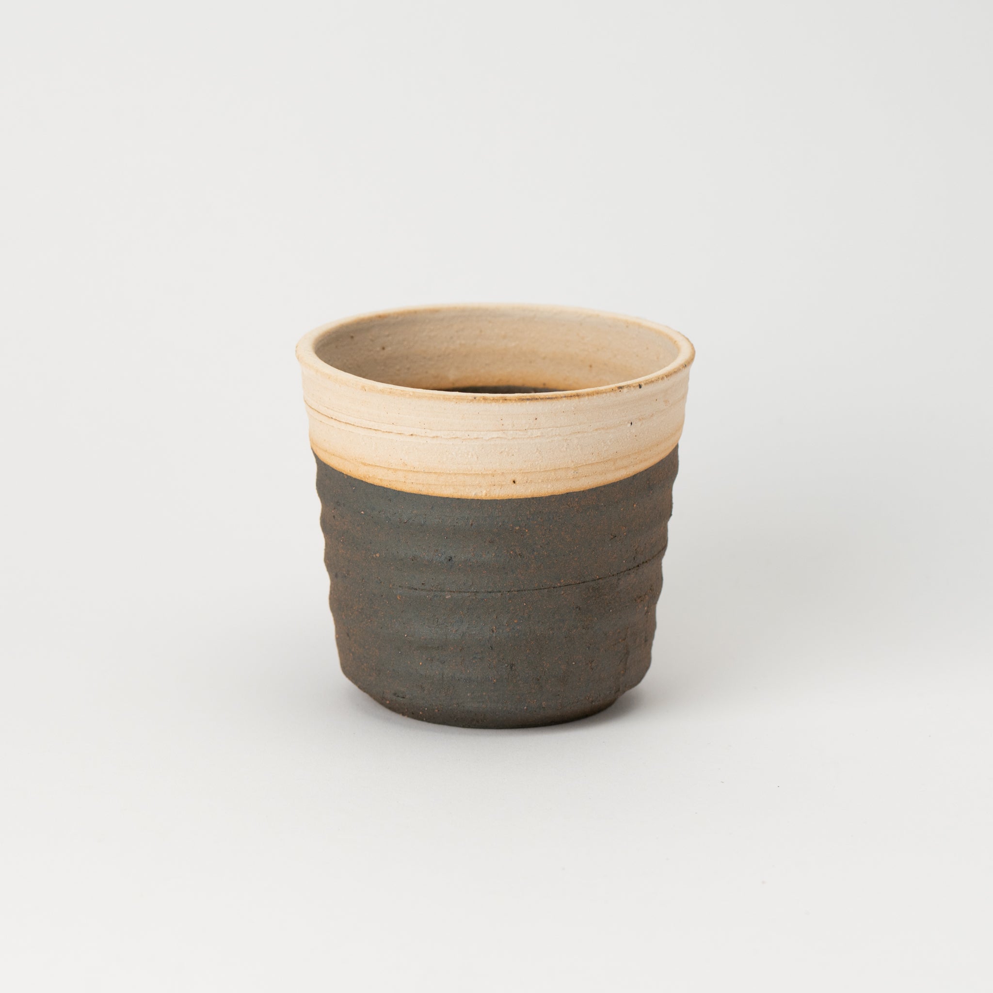 Naginowa Shigaraki Ware Double Layer Cut Japanese Bonsai Pot 3.9 in.