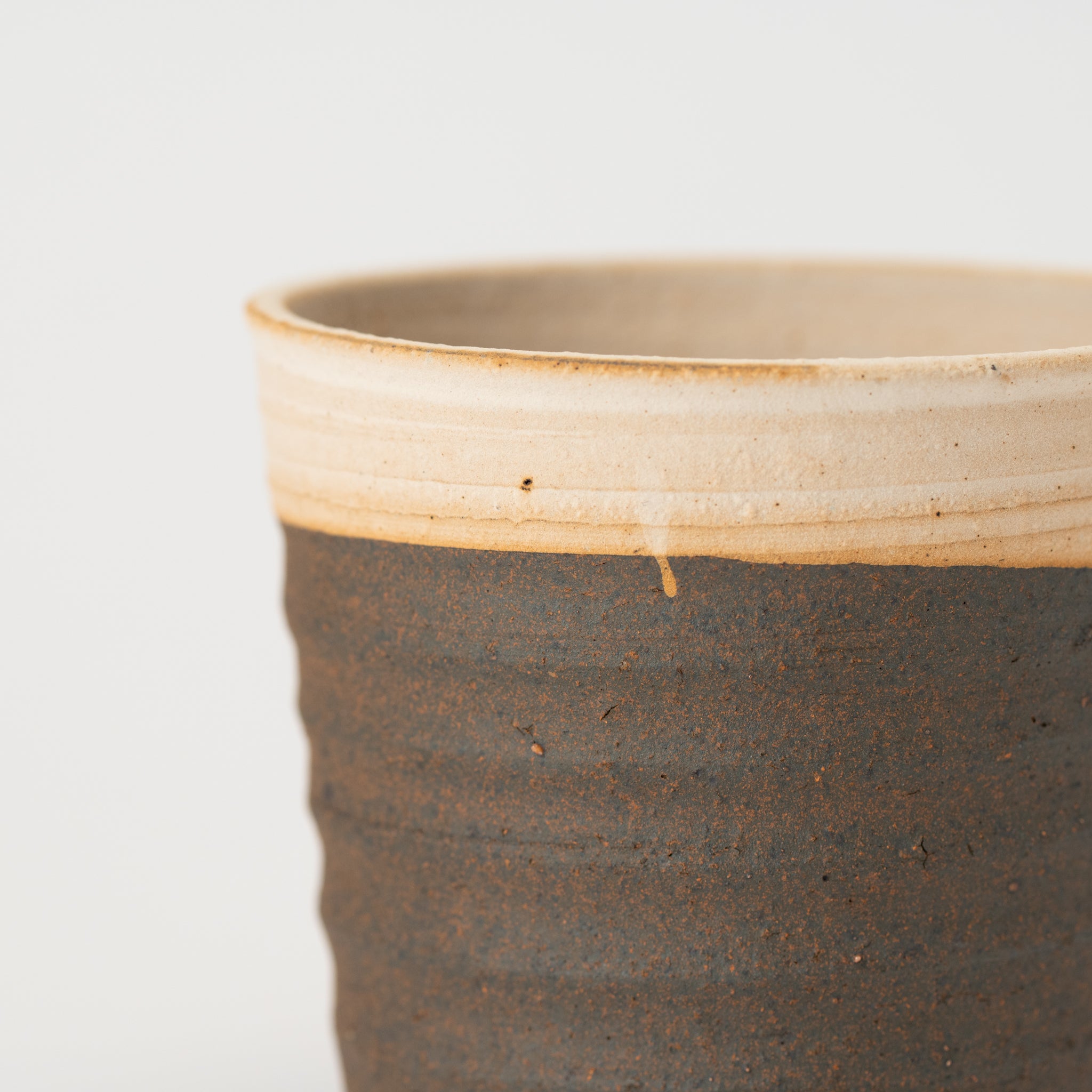 Naginowa Shigaraki Ware Double Layer Cut Japanese Bonsai Pot 3.9 in.