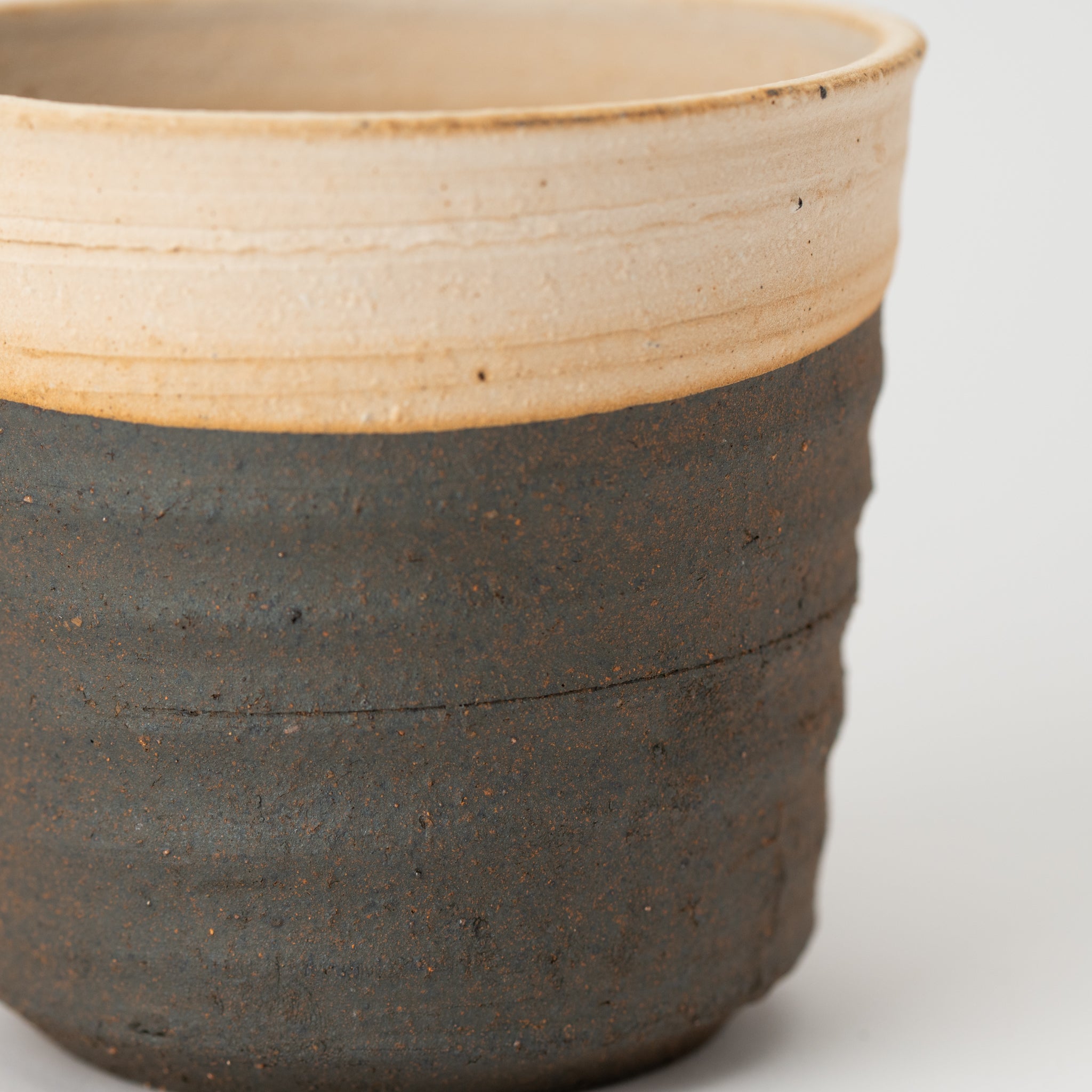 Naginowa Shigaraki Ware Double Layer Cut Japanese Bonsai Pot 3.9 in.