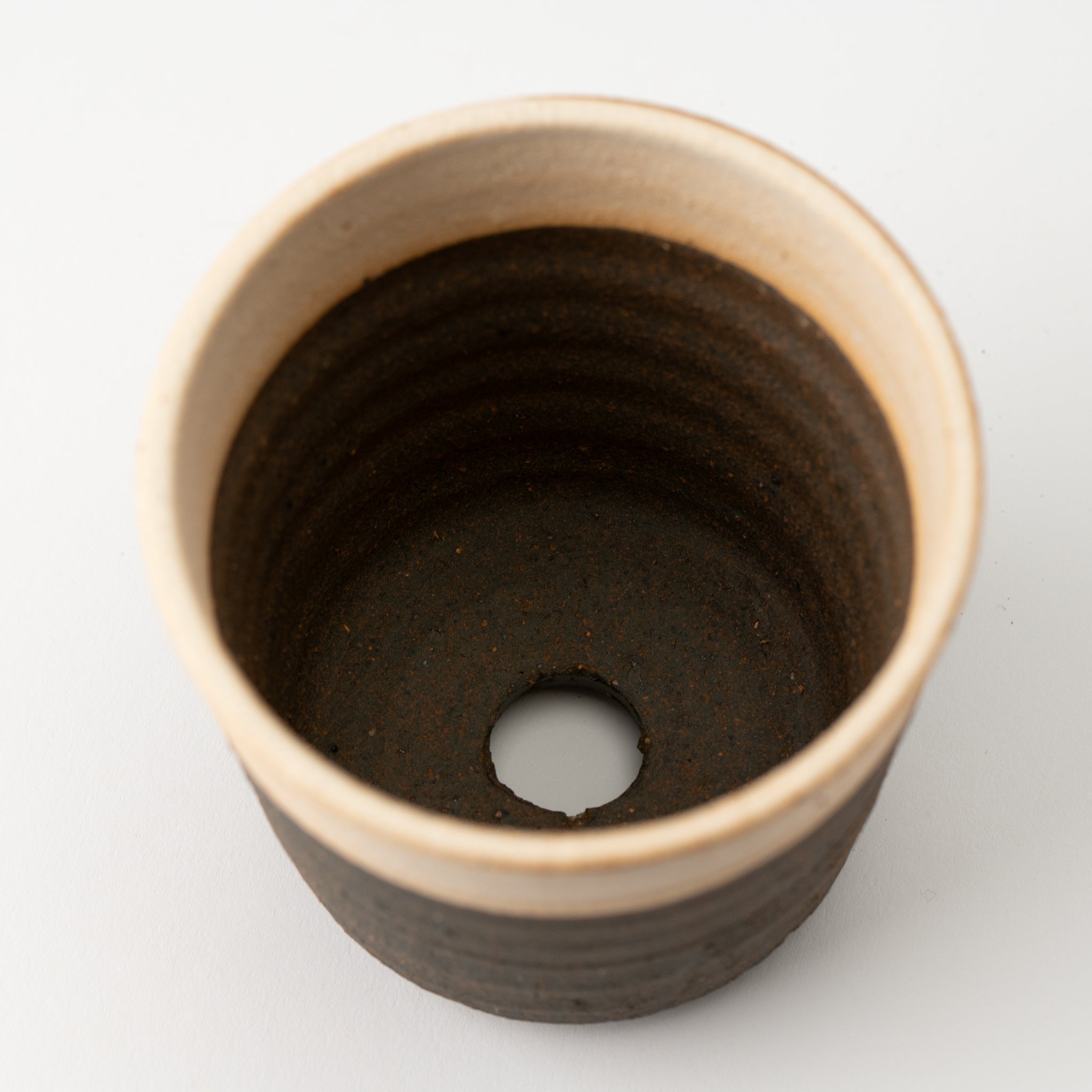 Naginowa Shigaraki Ware Double Layer Cut Japanese Bonsai Pot 3.9 in.