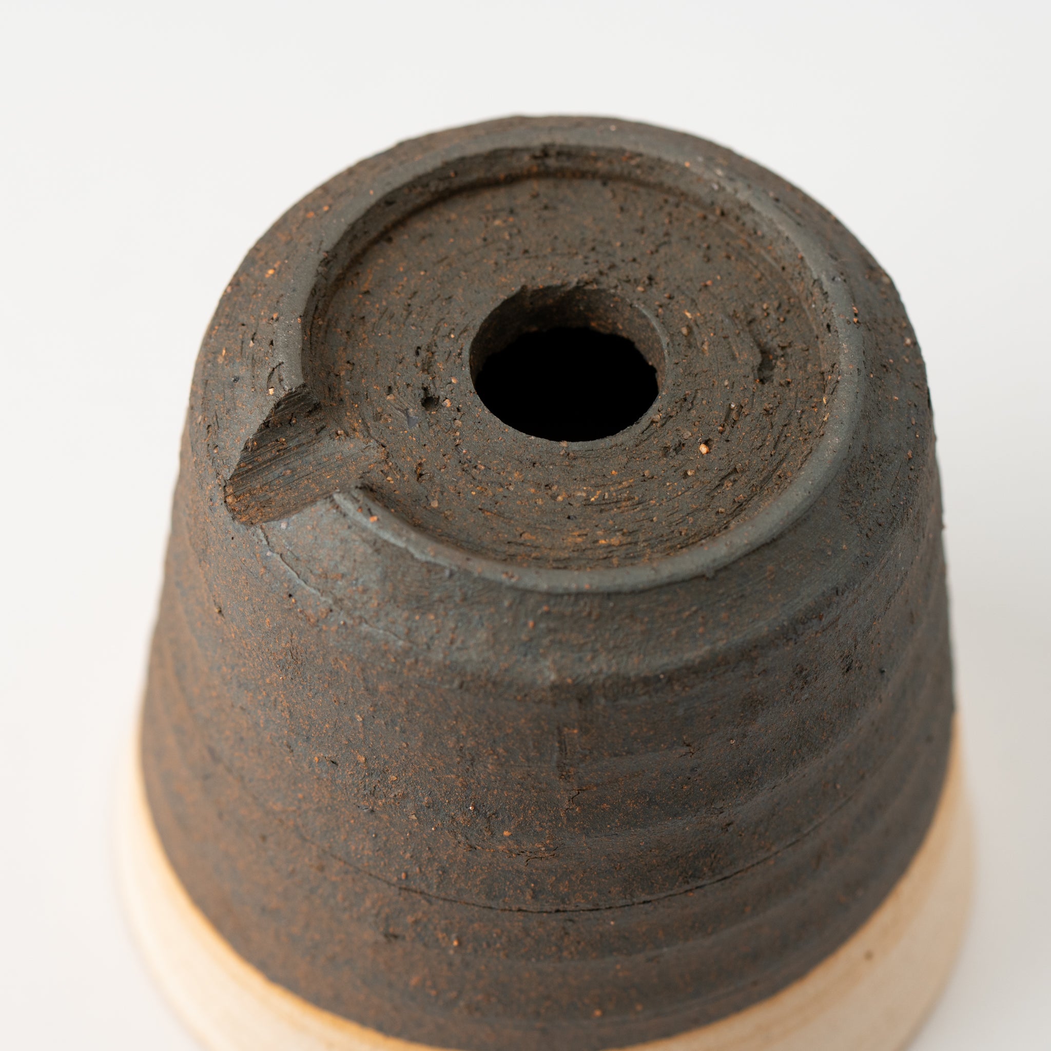 Naginowa Shigaraki Ware Double Layer Cut Japanese Bonsai Pot 3.9 in.