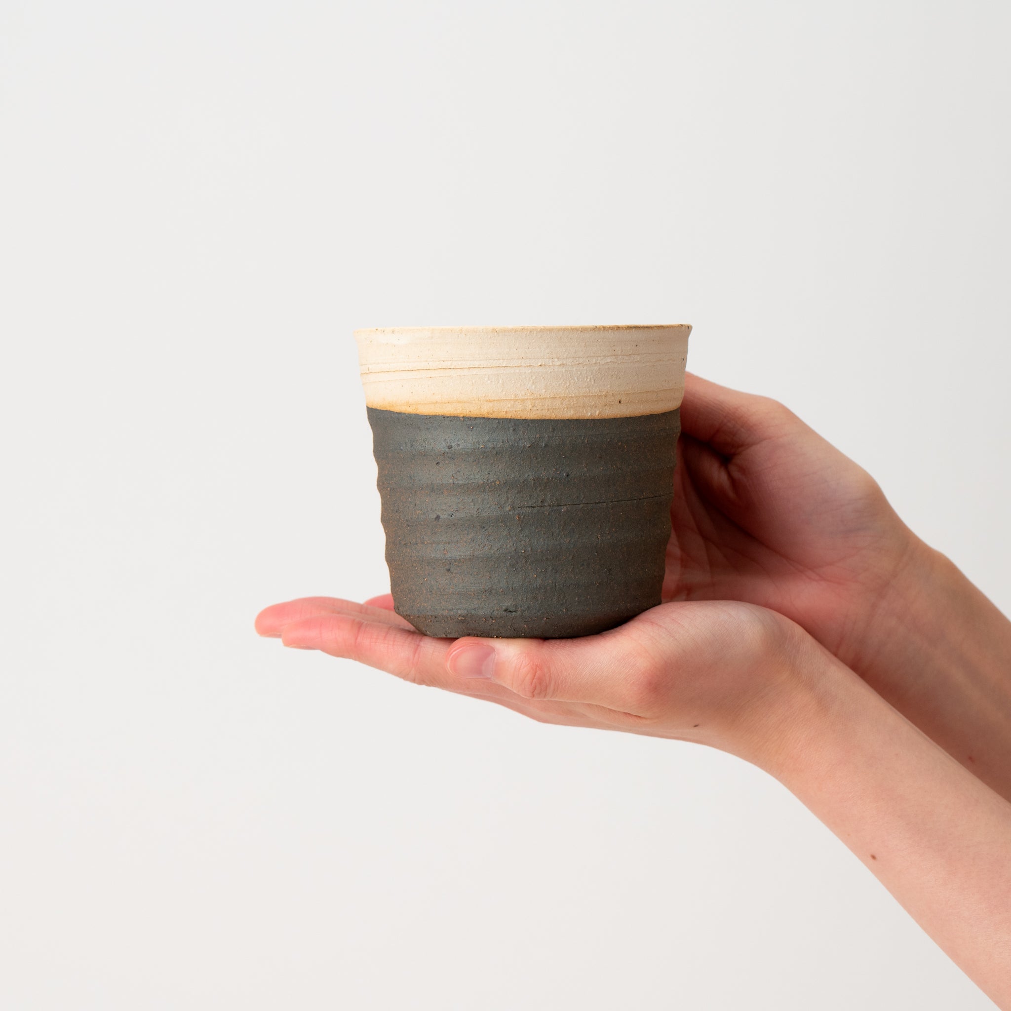 Naginowa Shigaraki Ware Double Layer Cut Japanese Bonsai Pot 3.9 in.