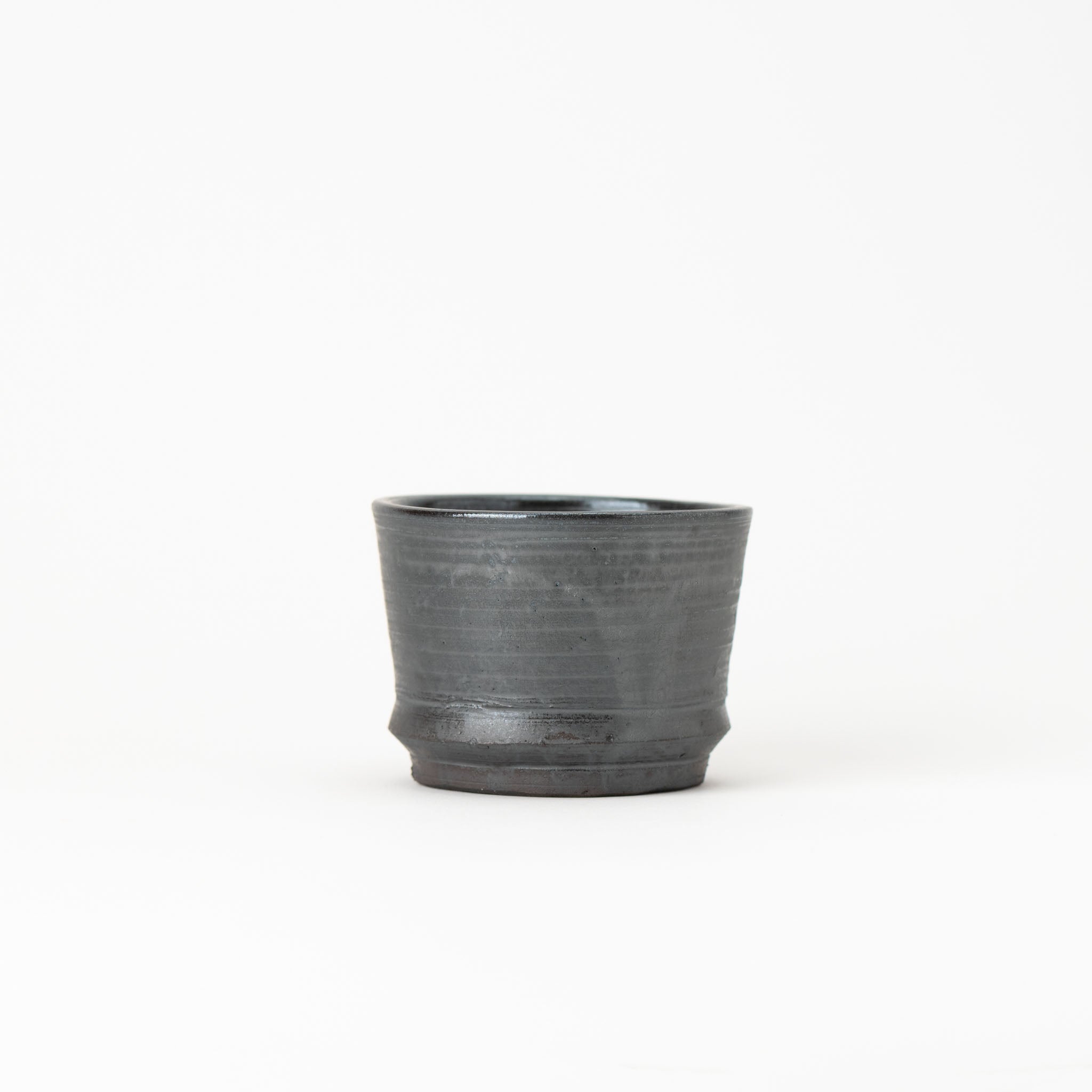 Naginowa Shigaraki Ware Mangan Glaze with Rim Japanese Bonsai Pot 3.5 in.