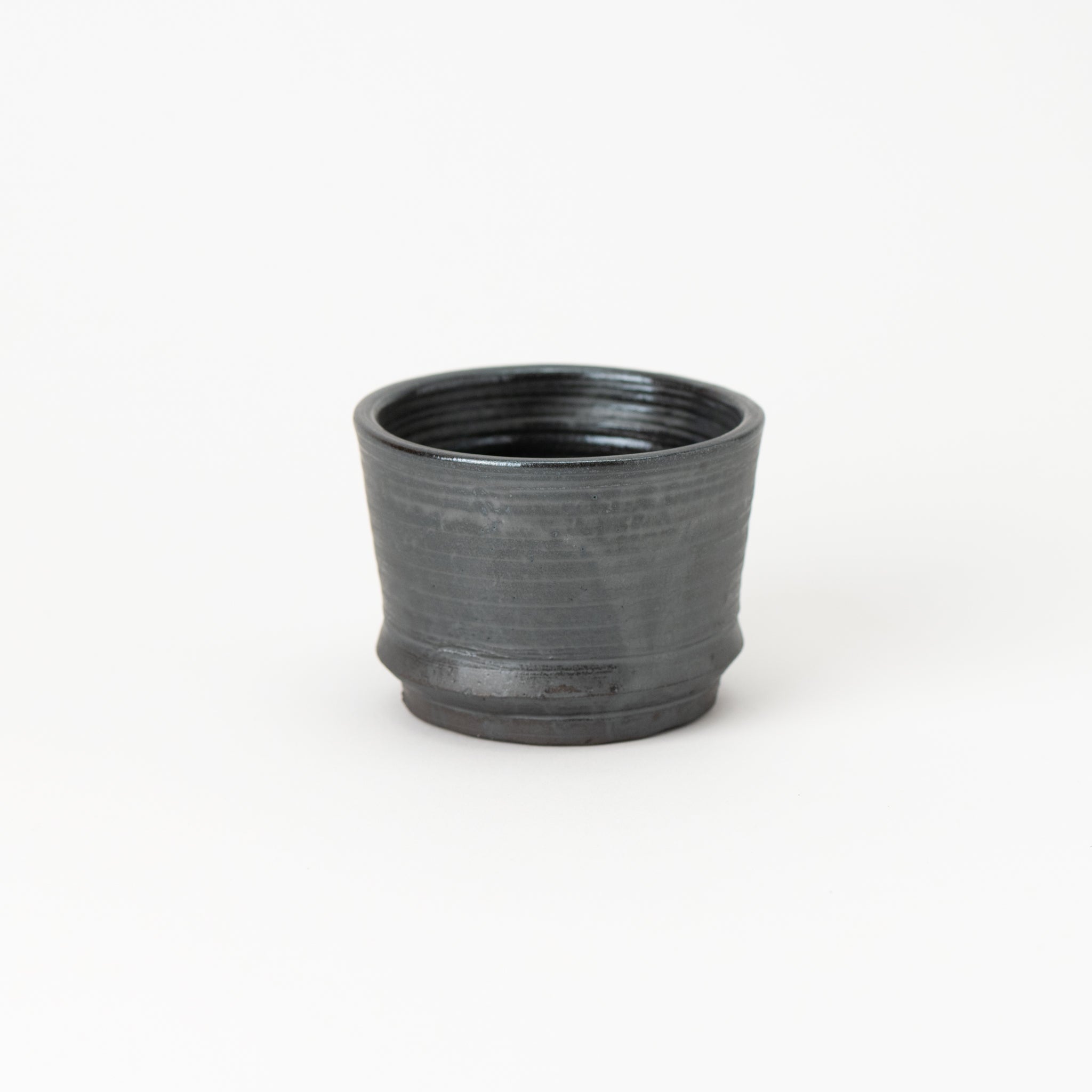 Naginowa Shigaraki Ware Mangan Glaze with Rim Japanese Bonsai Pot 3.5 in.