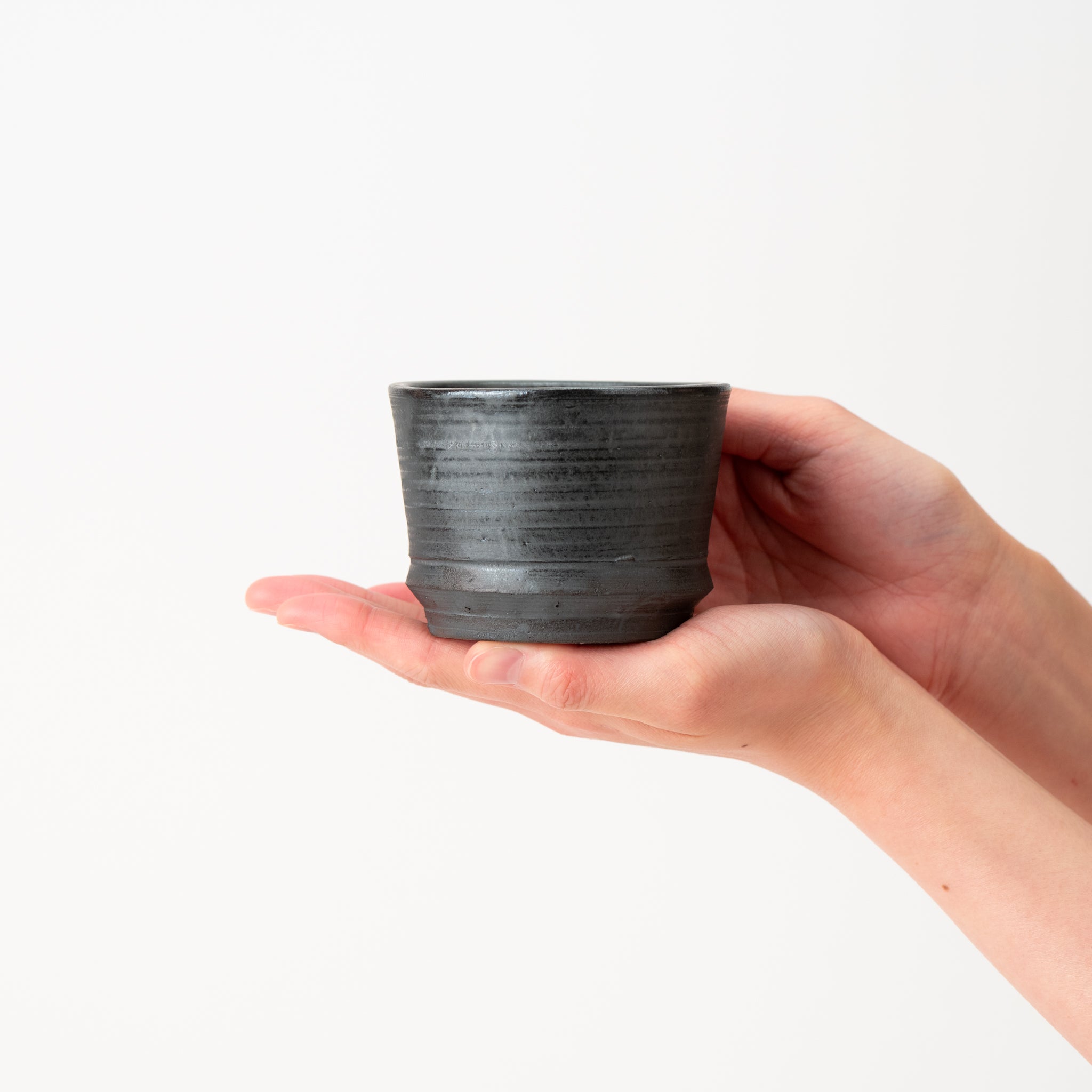 Naginowa Shigaraki Ware Mangan Glaze with Rim Japanese Bonsai Pot 3.5 in.