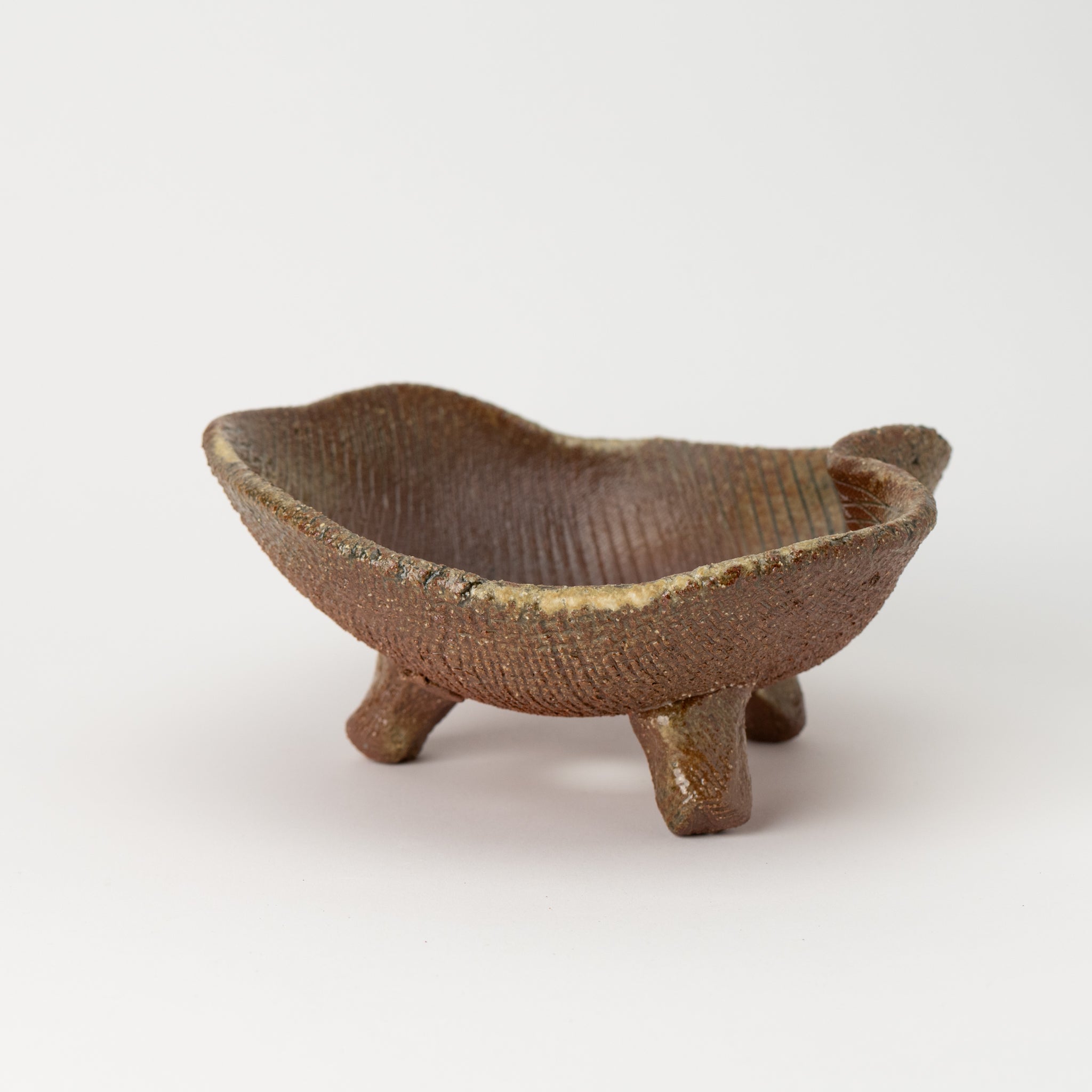 Naginowa Shigaraki Ware Flat 3 Irabo Glaze Japanese Bonsai Pot 7.3 in.