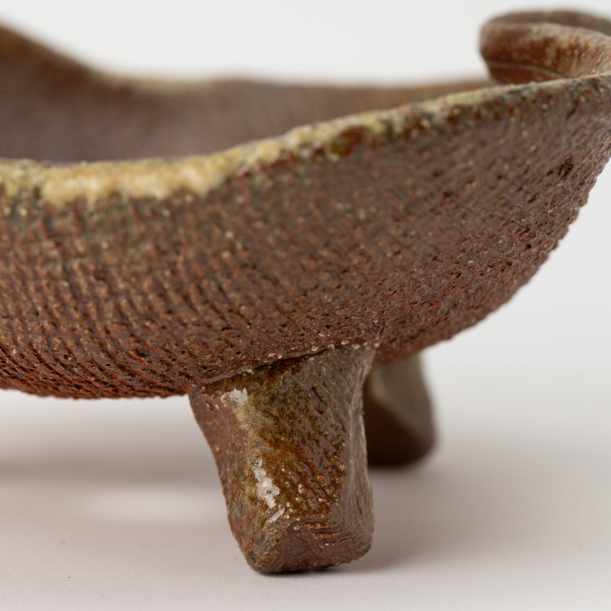 Naginowa Shigaraki Ware Flat 3 Irabo Glaze Japanese Bonsai Pot 7.3 in.