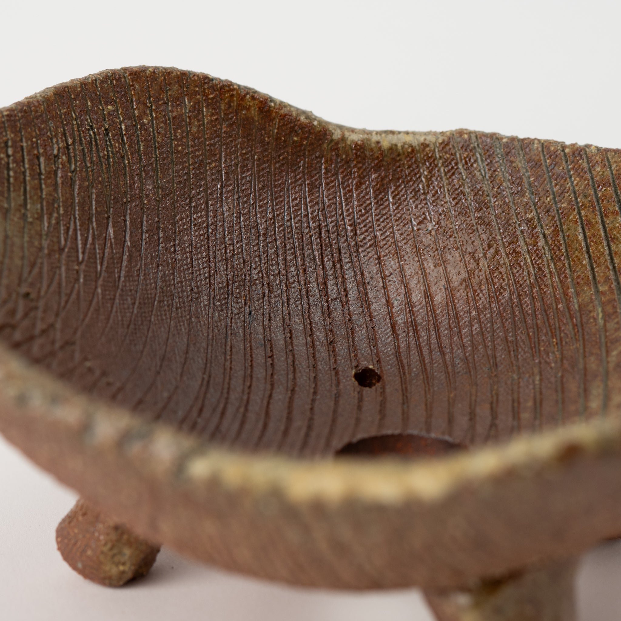 Naginowa Shigaraki Ware Flat 3 Irabo Glaze Japanese Bonsai Pot 7.3 in.