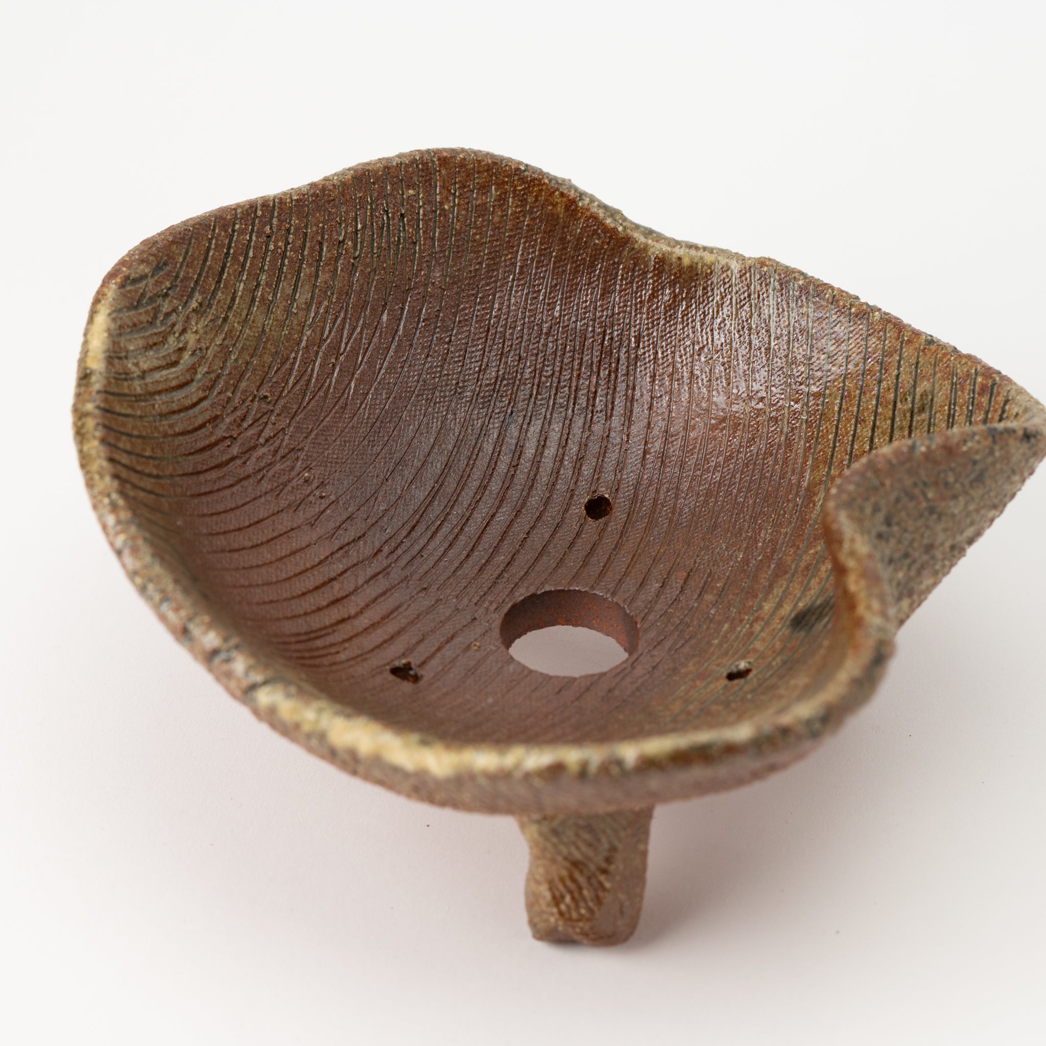 Naginowa Shigaraki Ware Flat 3 Irabo Glaze Japanese Bonsai Pot 7.3 in.