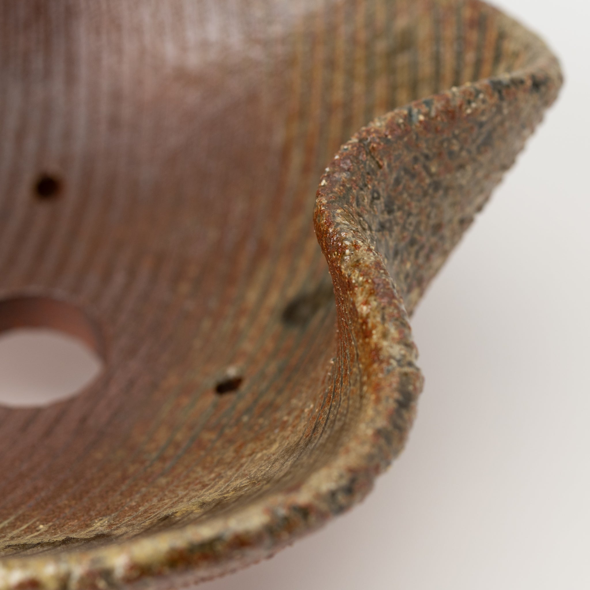 Naginowa Shigaraki Ware Flat 3 Irabo Glaze Japanese Bonsai Pot 7.3 in.