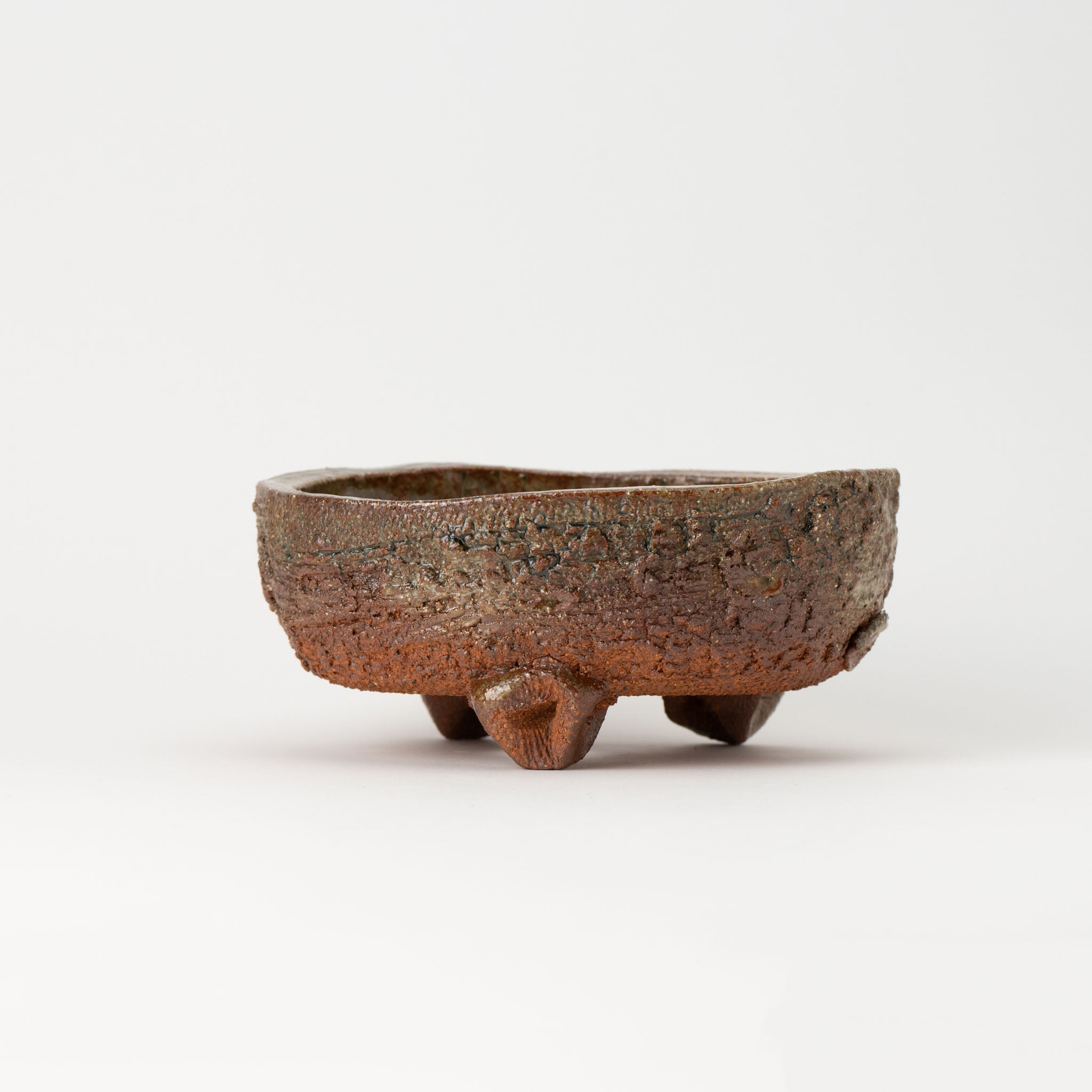 Naginowa Shigaraki Ware Flat 7 Irabo Glaze Japanese Bonsai Pot 7.1 in.