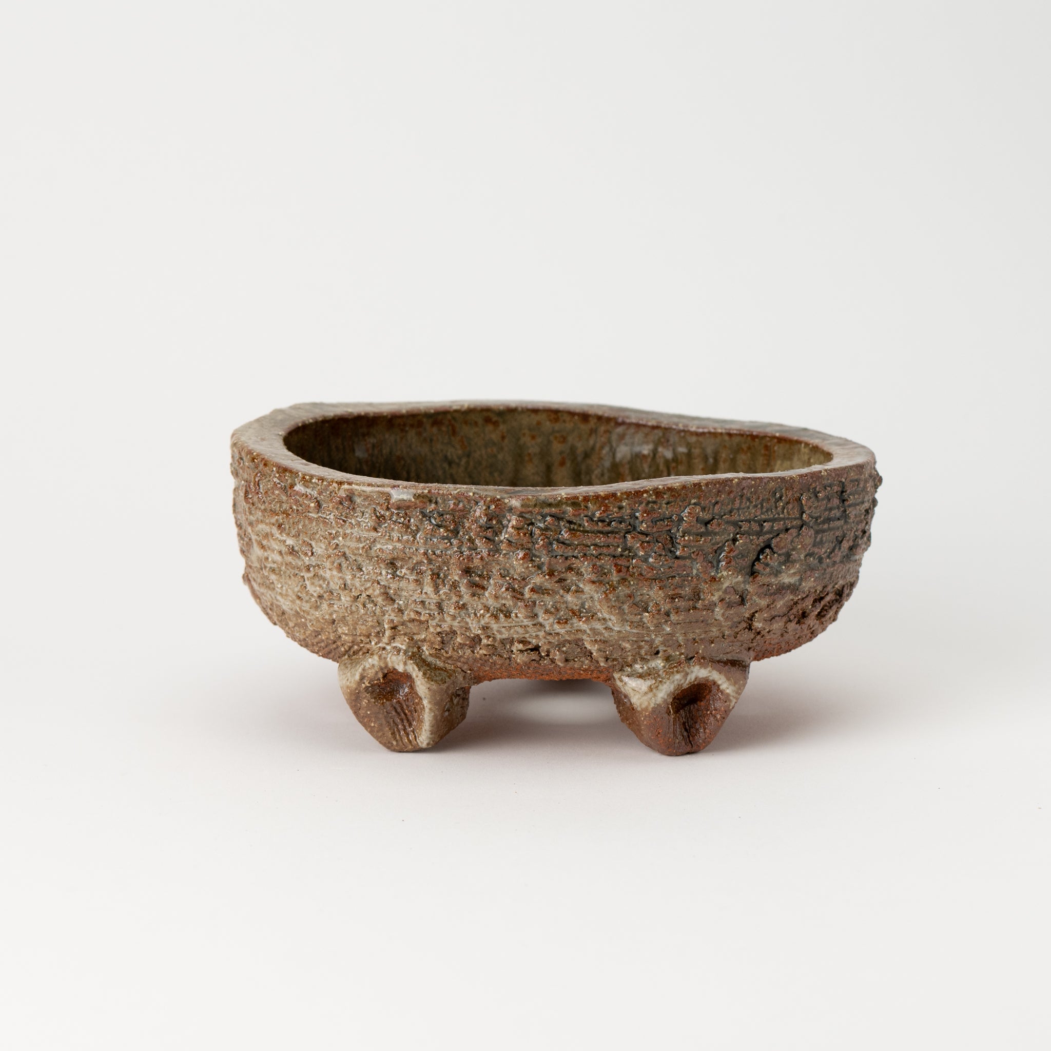 Naginowa Shigaraki Ware Flat 7 Irabo Glaze Japanese Bonsai Pot 7.1 in.