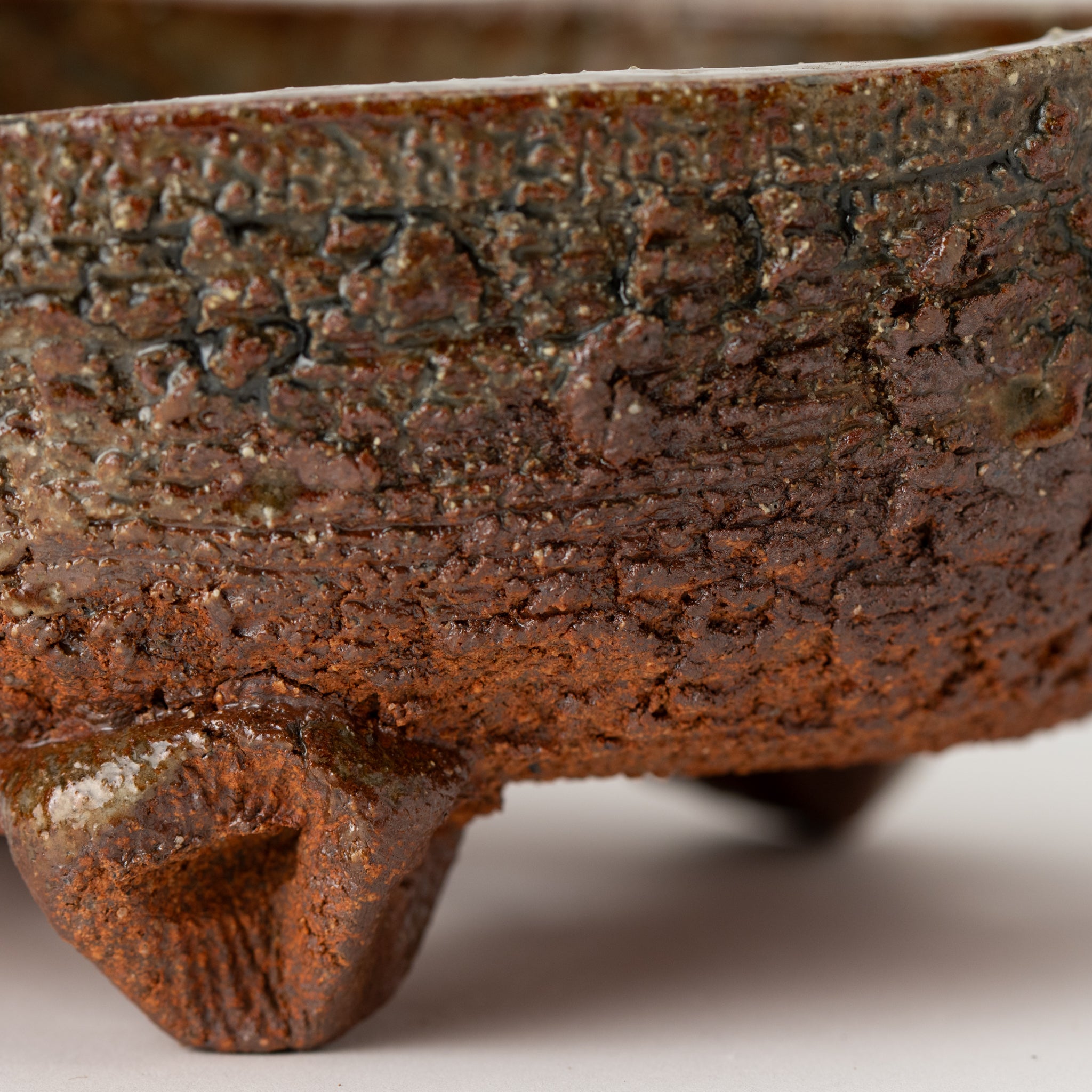 Naginowa Shigaraki Ware Flat 7 Irabo Glaze Japanese Bonsai Pot 7.1 in.