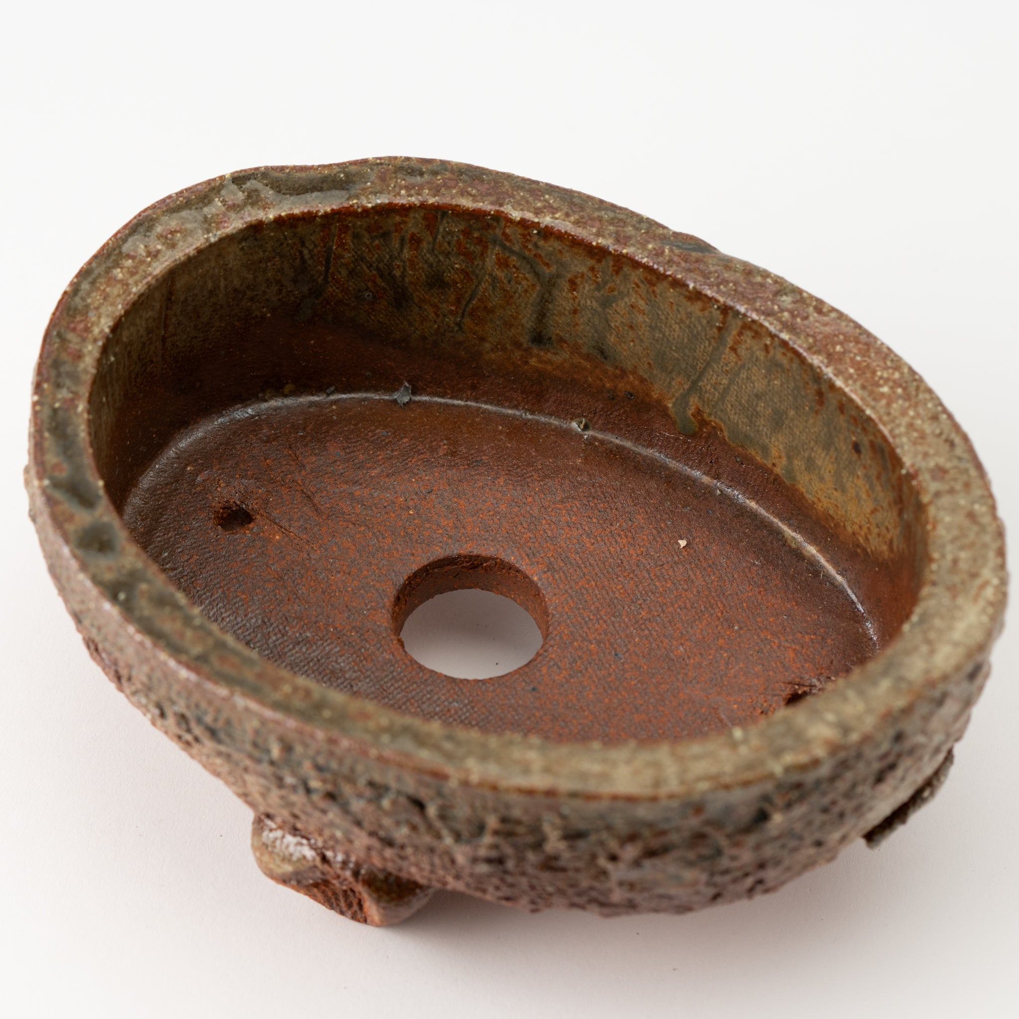 Naginowa Shigaraki Ware Flat 7 Irabo Glaze Japanese Bonsai Pot 7.1 in.