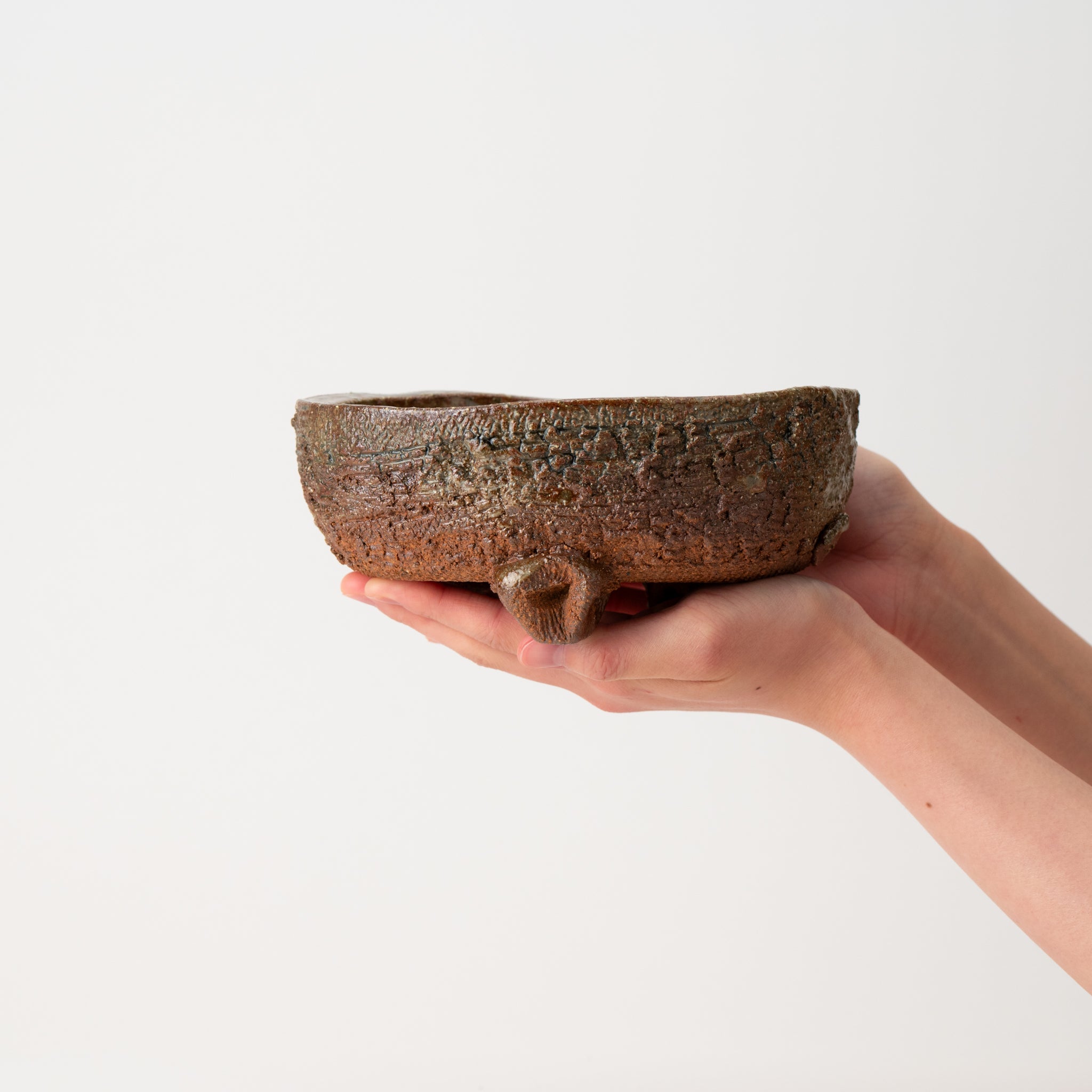 Naginowa Shigaraki Ware Flat 7 Irabo Glaze Japanese Bonsai Pot 7.1 in.